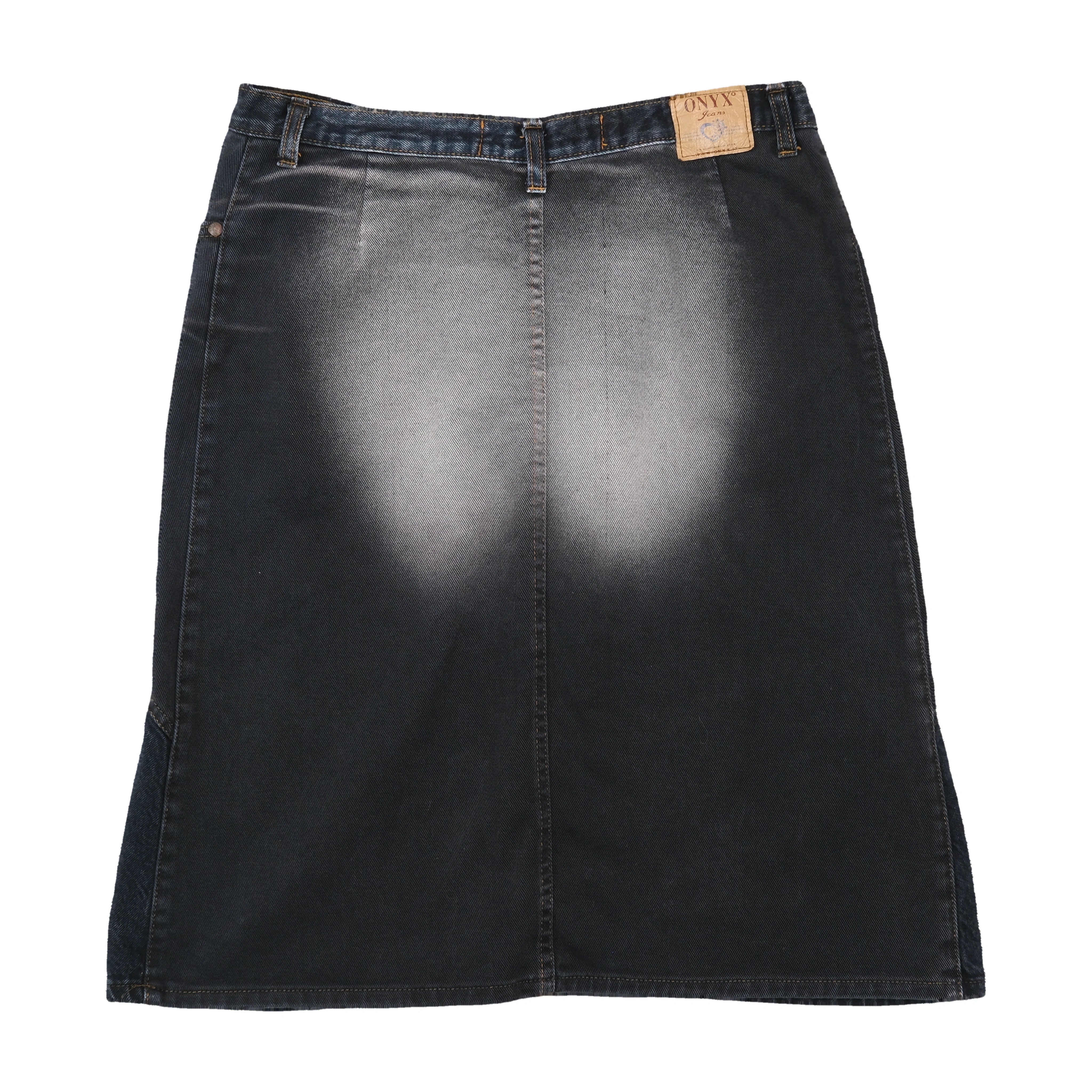 Onyx Jeans Vintage Y2K Faded Spray Bleach Contrast Panel Cotton Denim Skirt