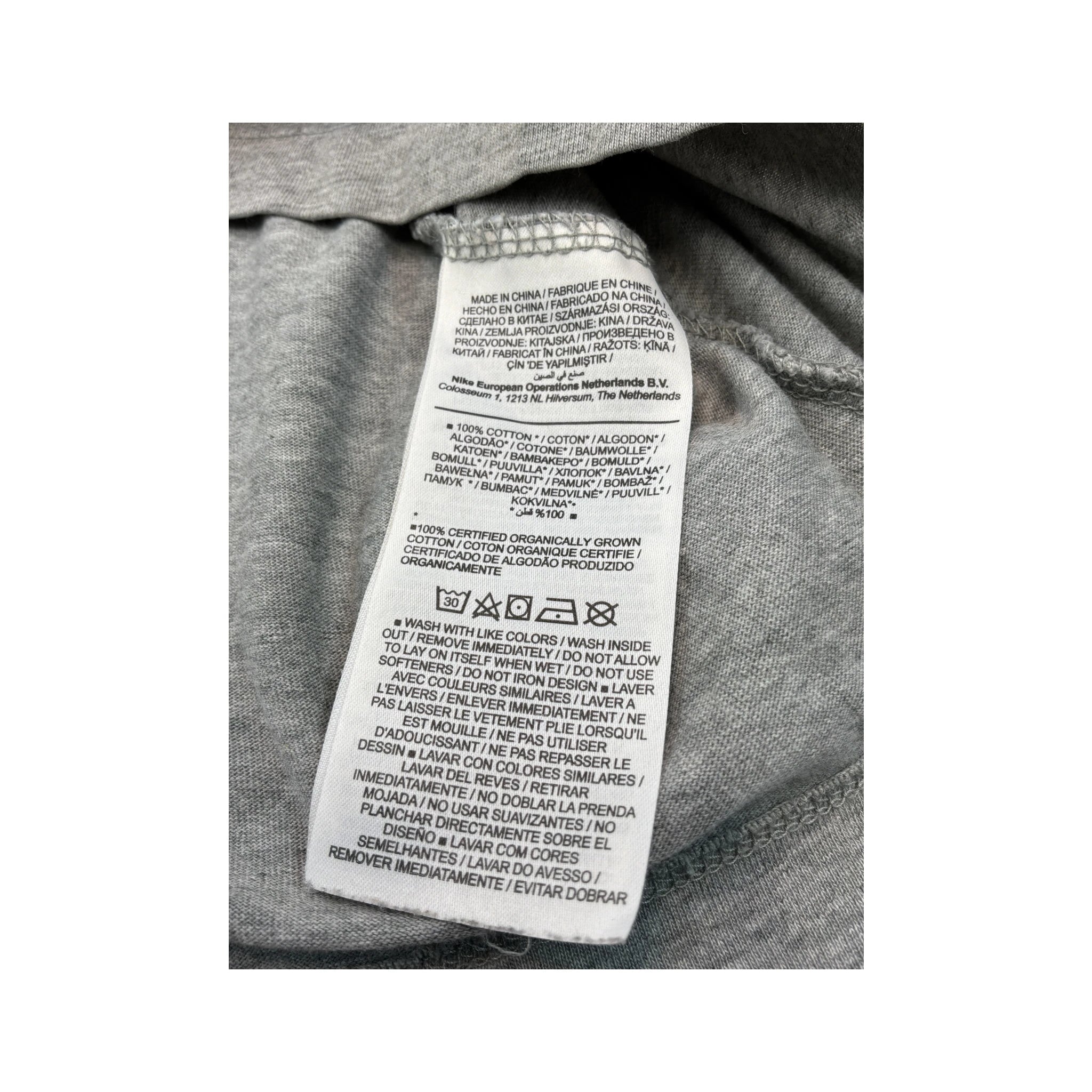 Nike Heather Gray Embroidered Swoosh Cotton T-Shirt
