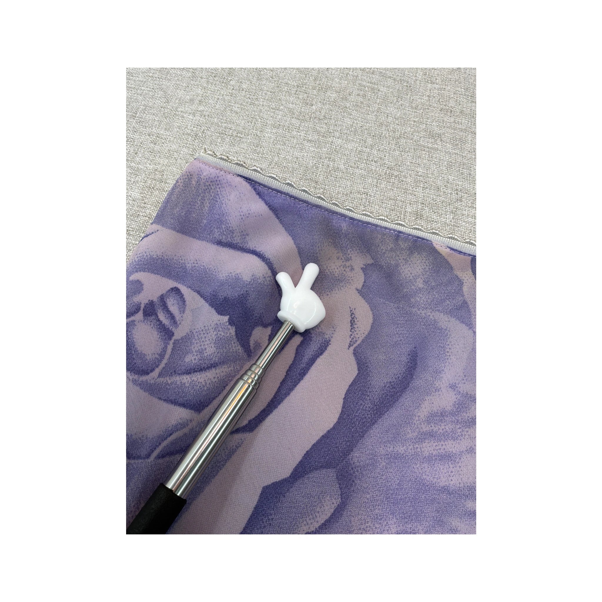 Vintage Purple Rose and Animal Print Asymmetric Midi Skirt