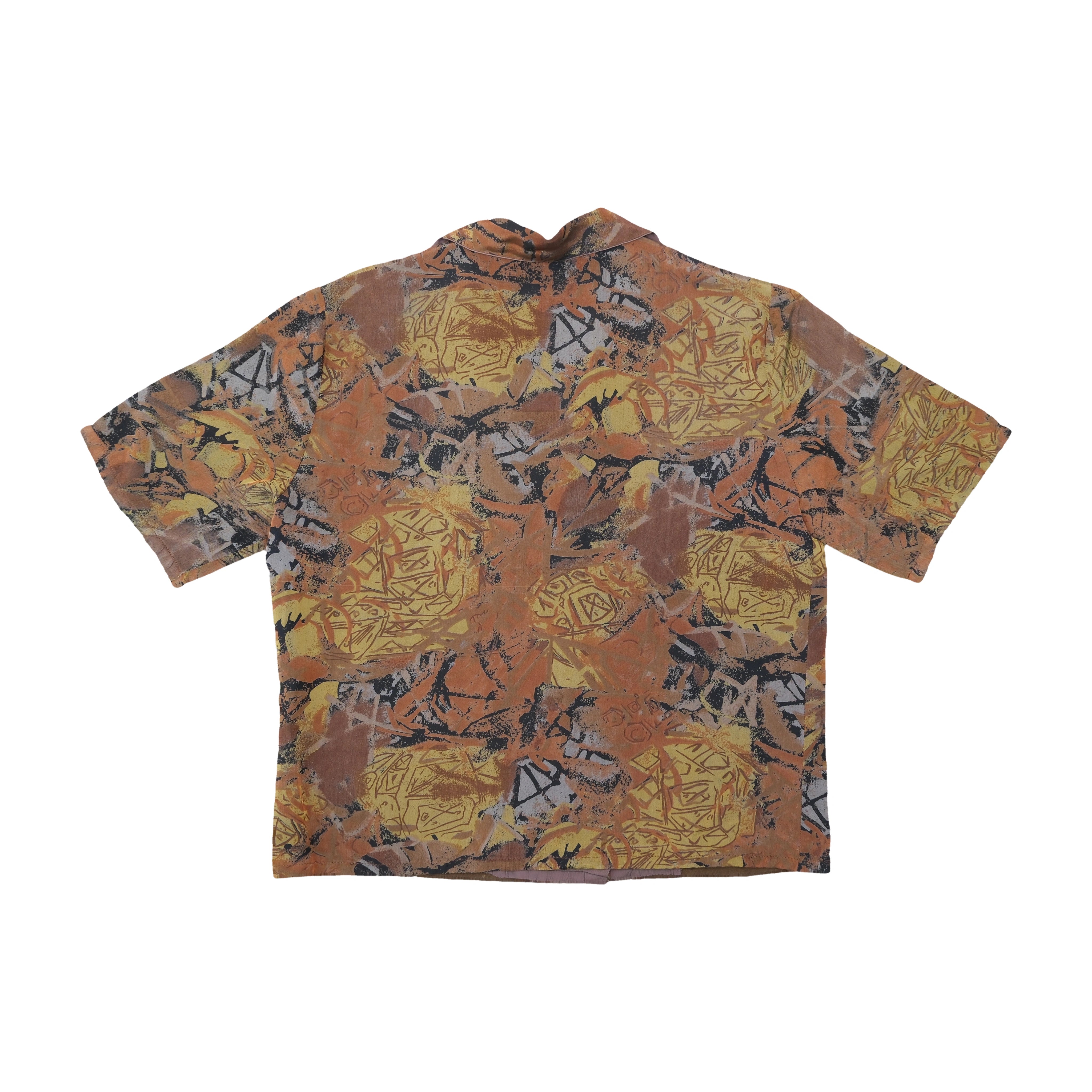 Camp Collar Abstract Print Button Up Shirt