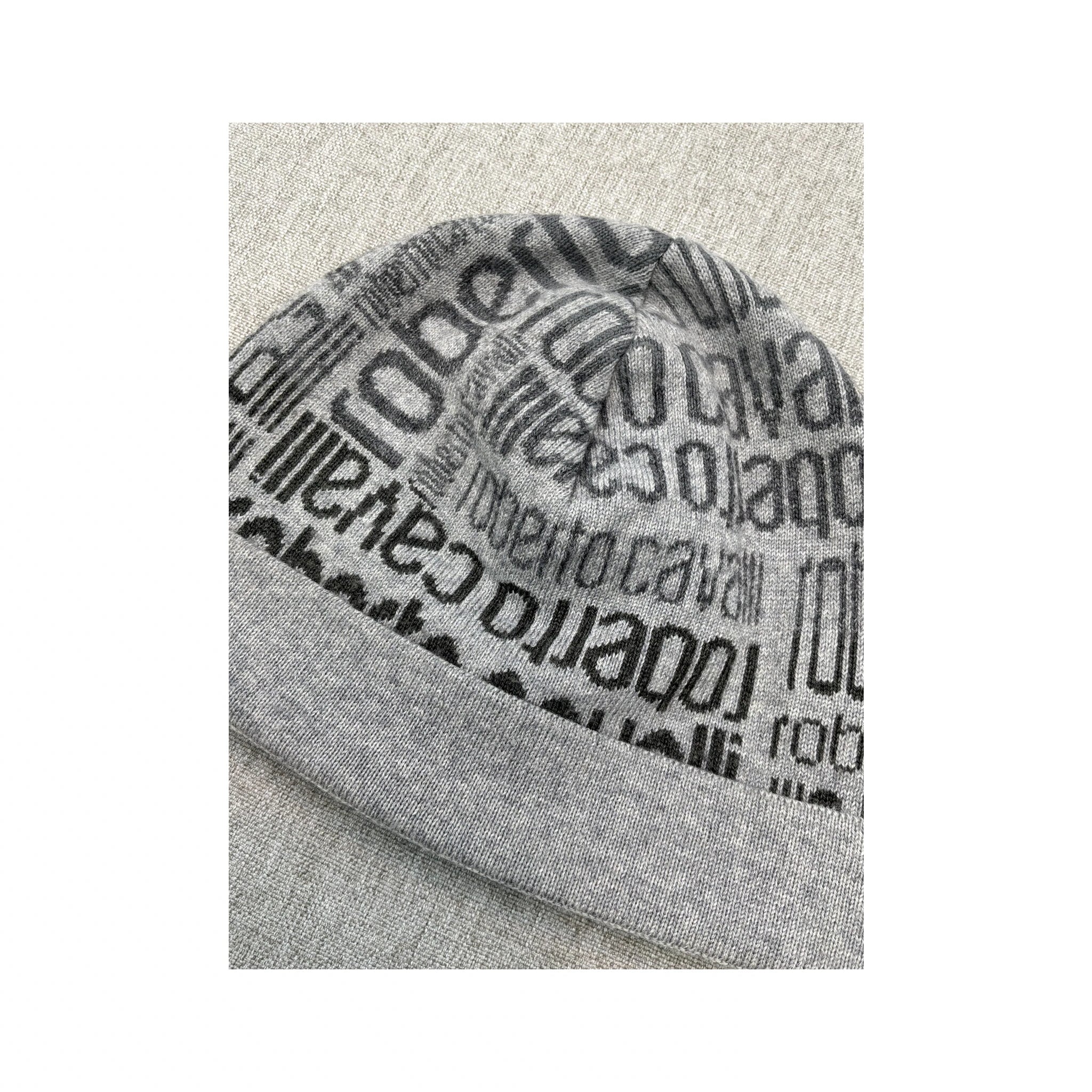 Roberto Cavalli Logo Pattern Knit Beanie