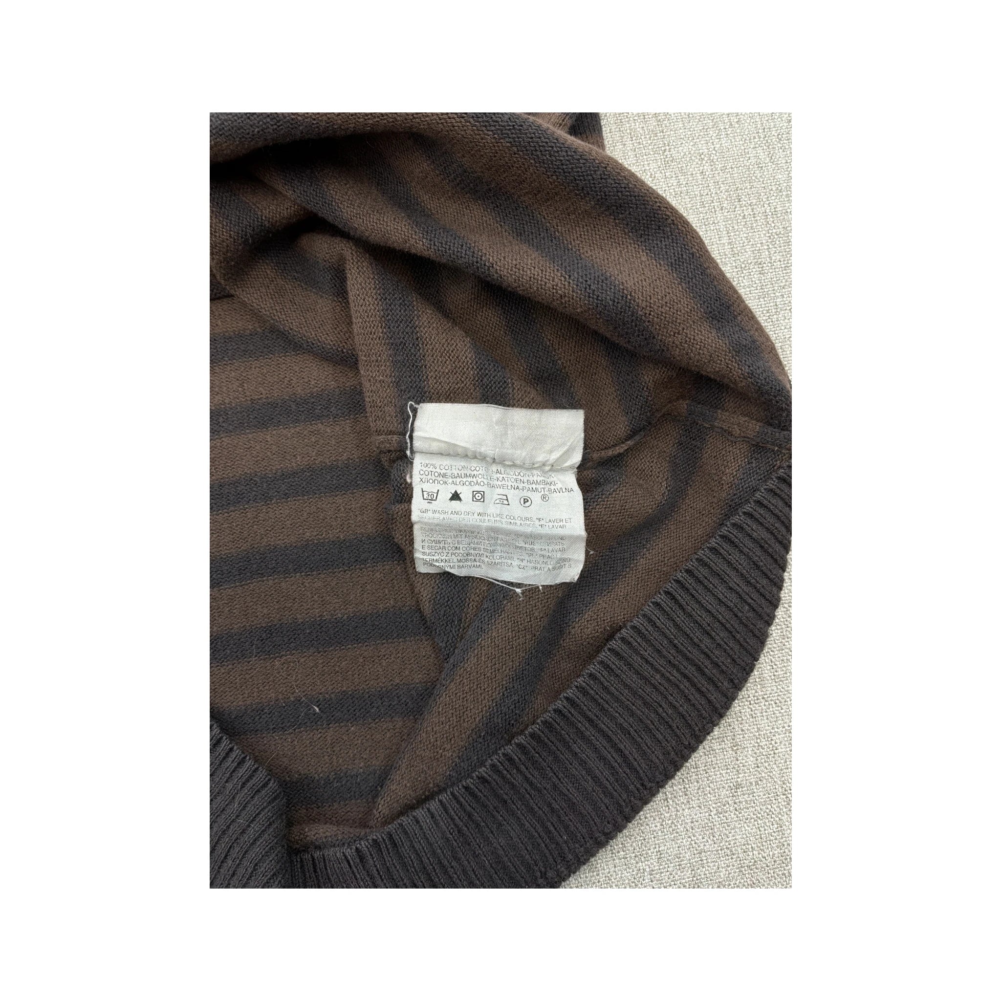 Camisola de malha de gola Redonda Levi's às riscas castanhas e pretas