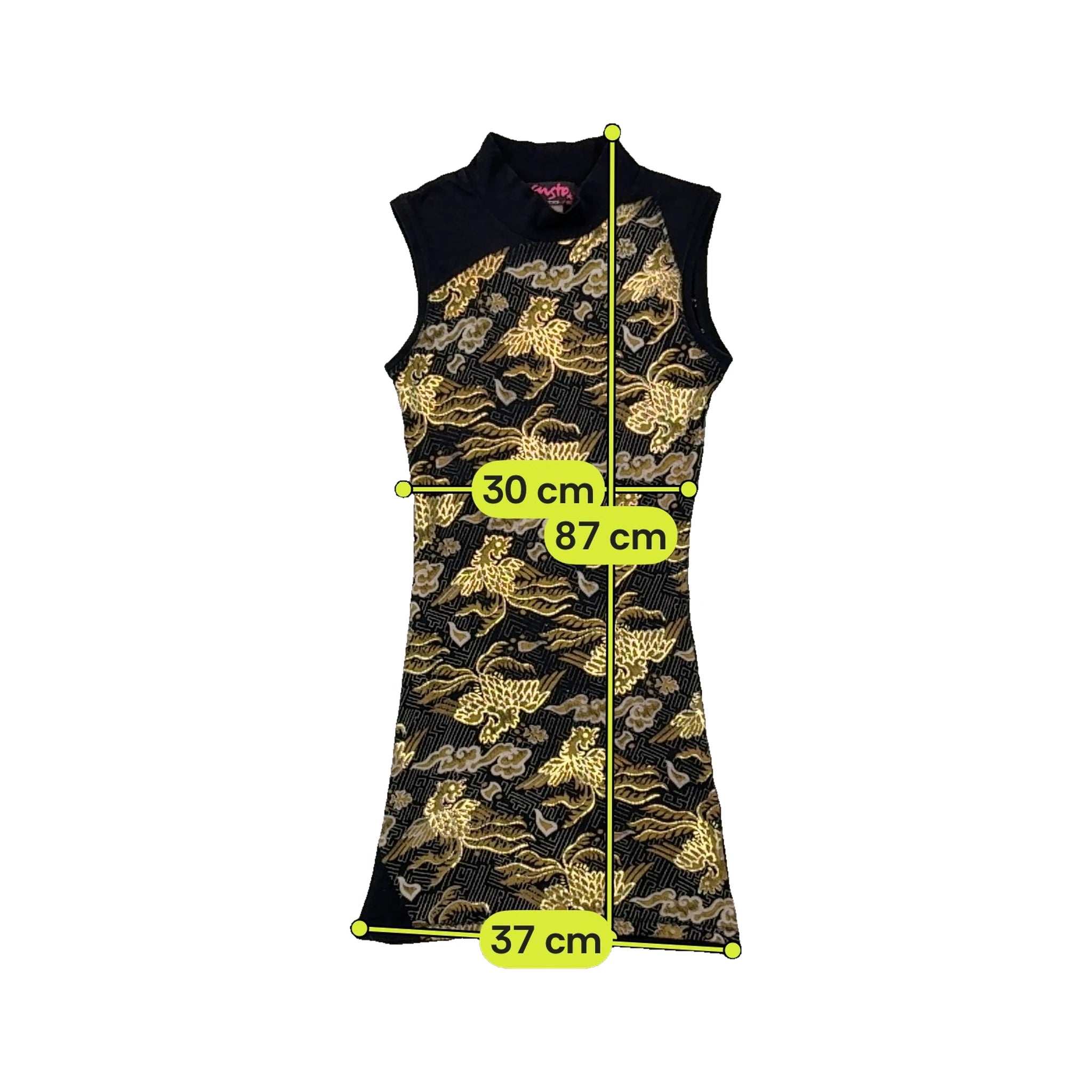 Custo Barcelona Metallic Phoenix Print Sleeveless Mock Neck Dress