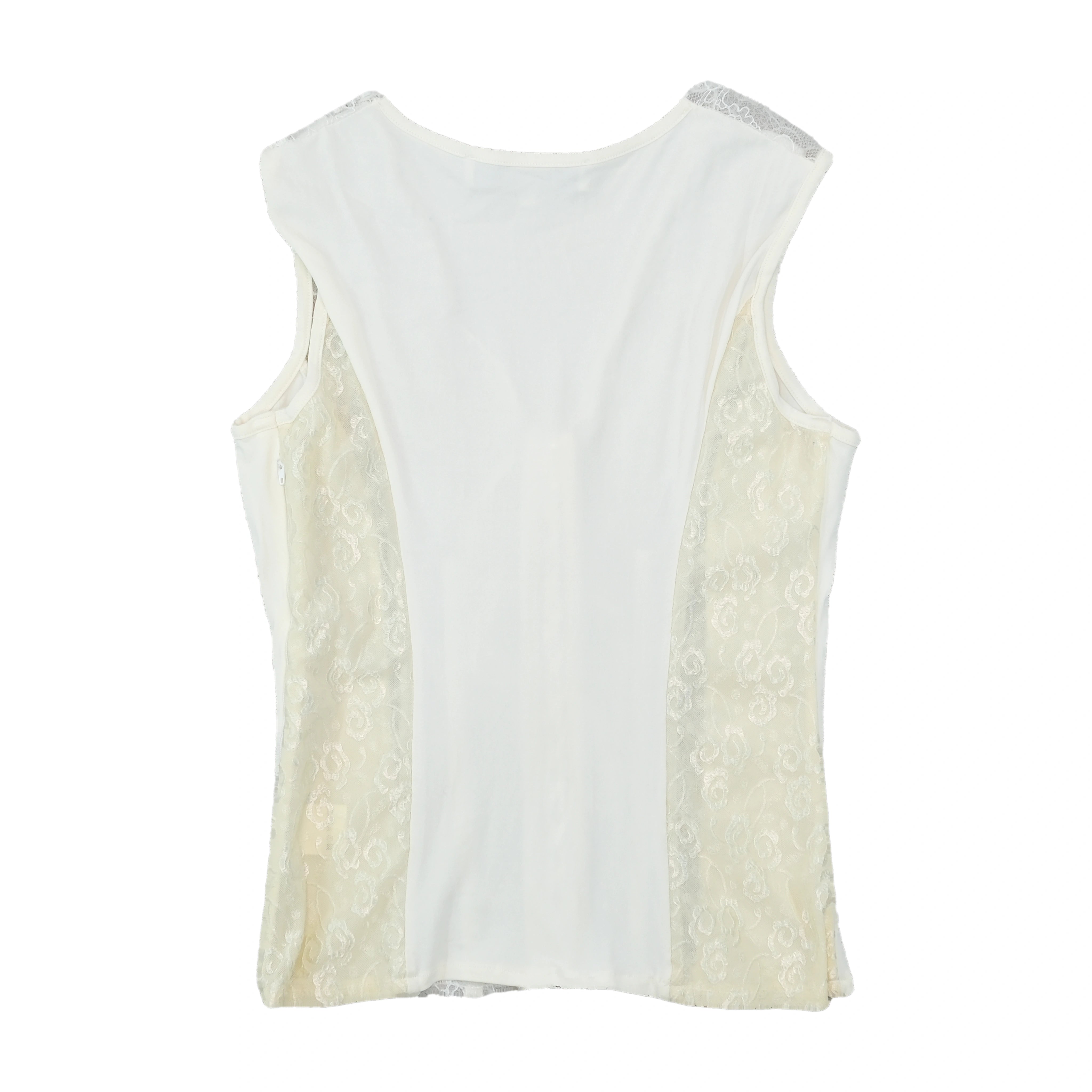 Blusa Cristina Effe sem mangas com Atilhos e Painel de renda