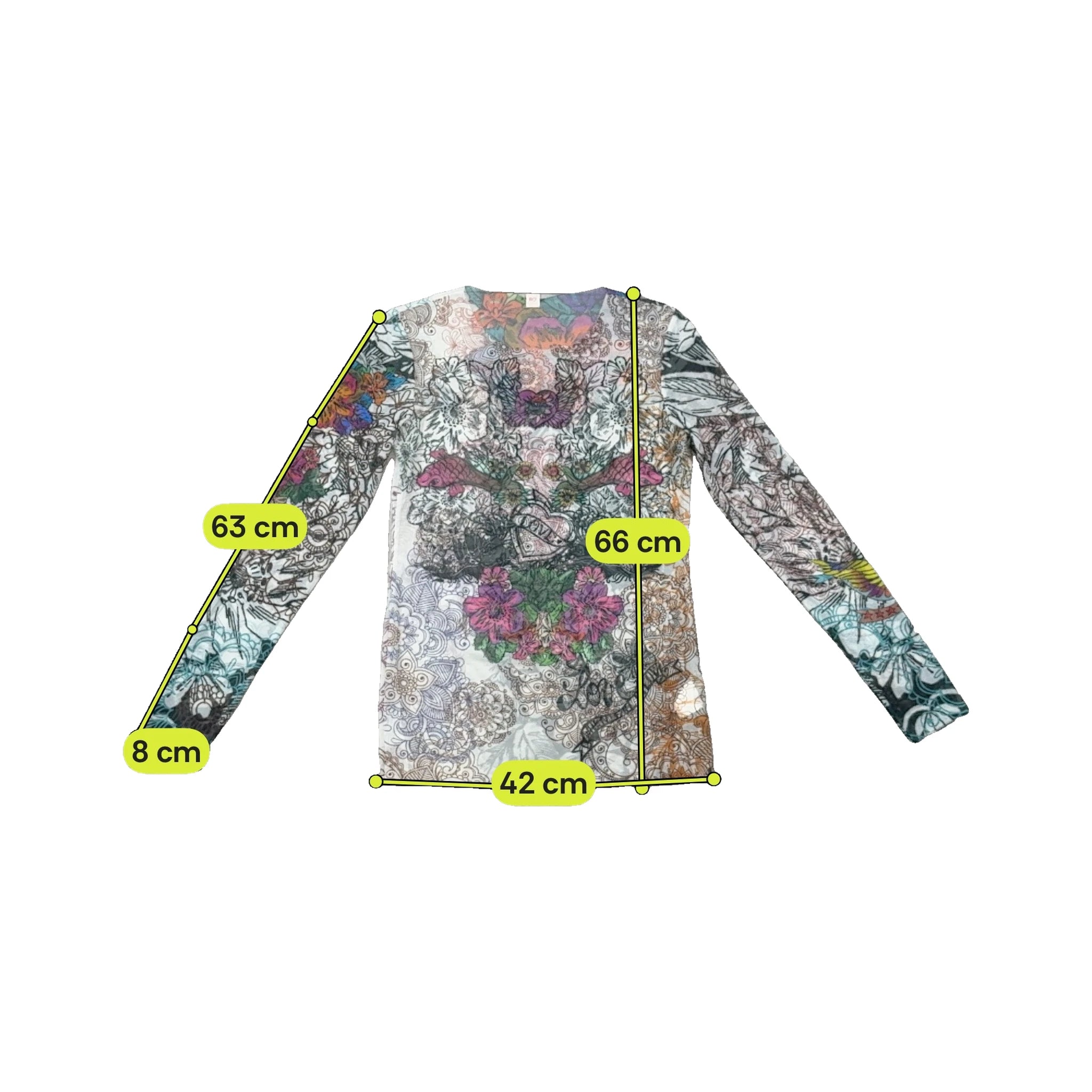 RO Floral Tattoo Print Mesh Blouse (Repriced)
