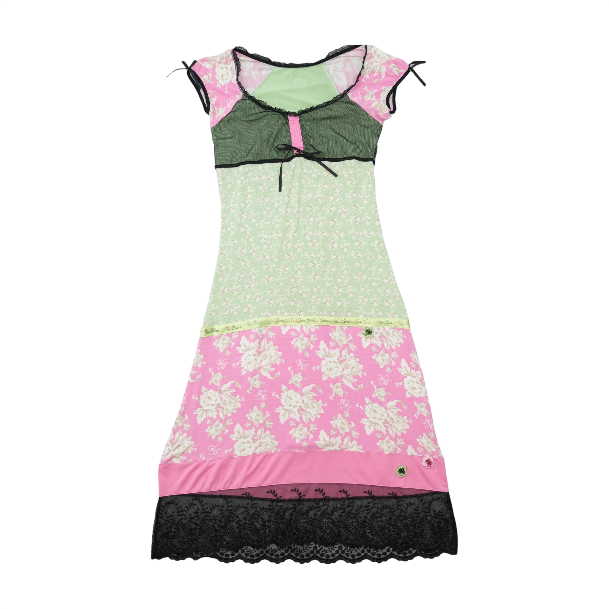 H VIVEH MARIA Floral Patchwork Lace Hem Dress