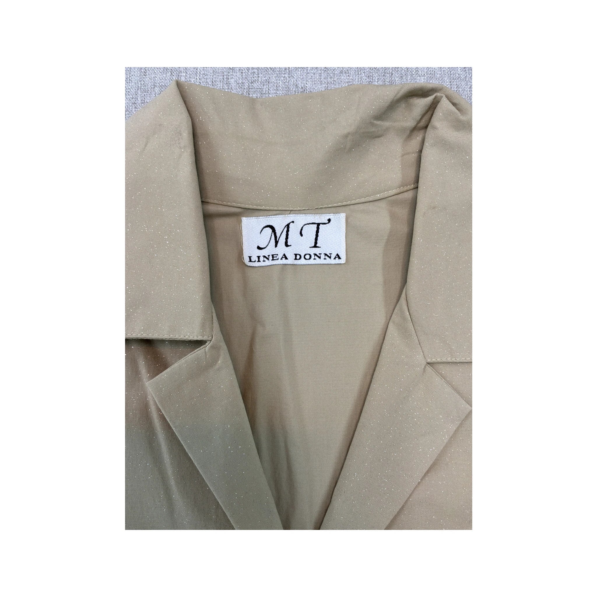 MT Linea Donna Shimmer Collared Beige Blouse