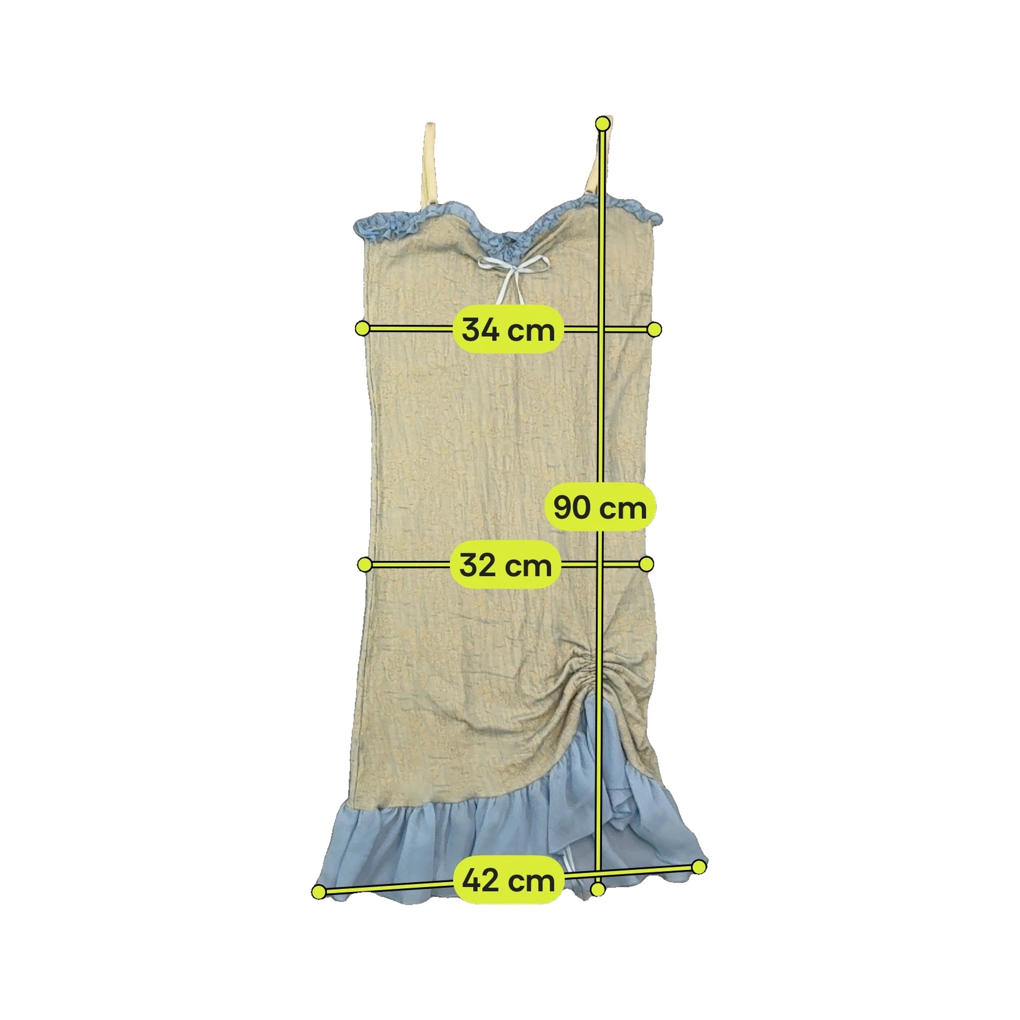 Crucilico Floral Textured Ruched Ruffle Slip Dress