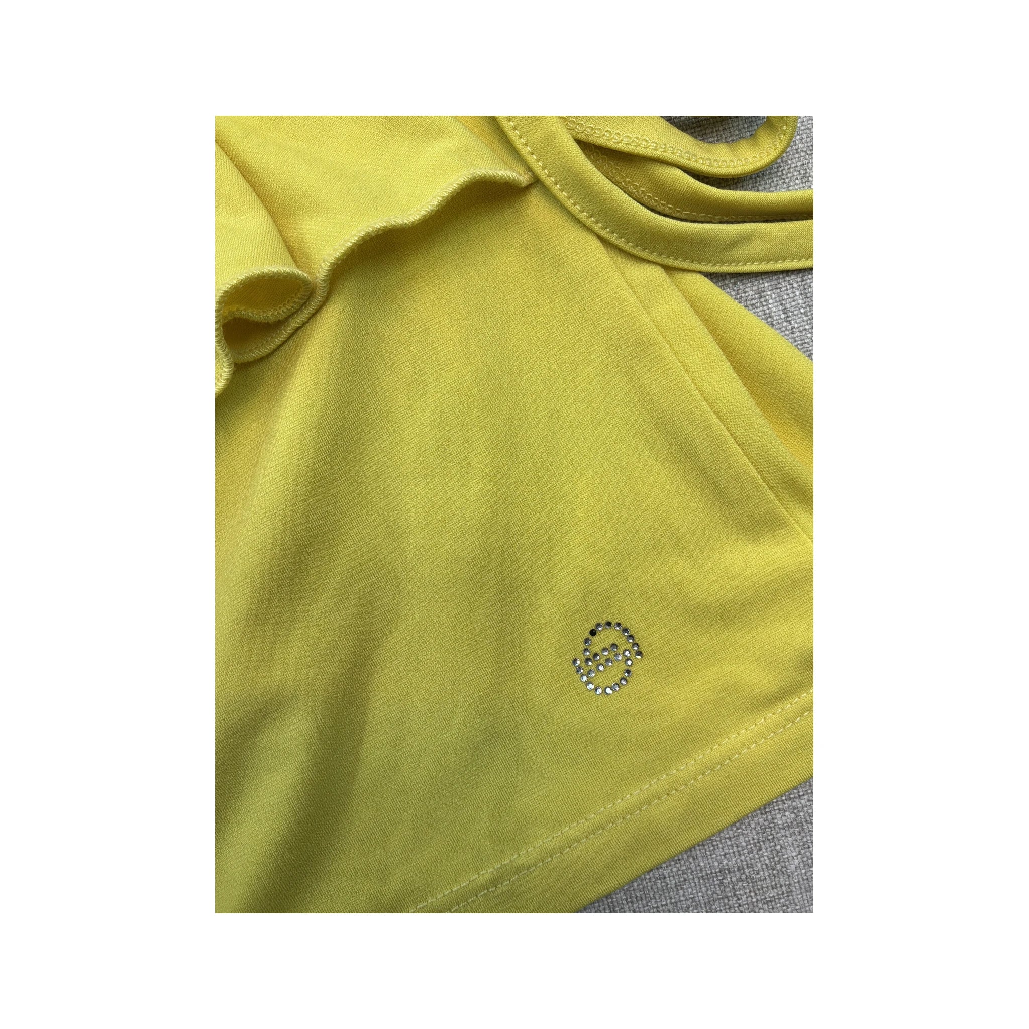 Byblos Yellow One Shoulder Ruffle Tank Top