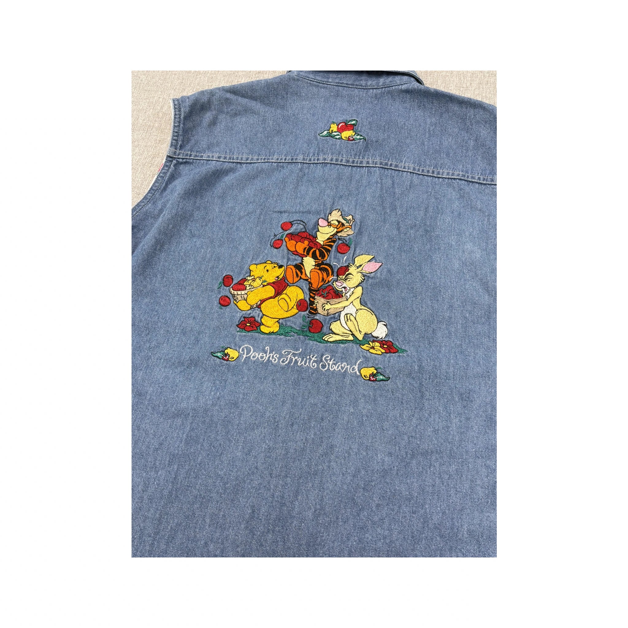The Disney Store Winnie the Pooh Fruit Print Sleeveless Button Up Shirt