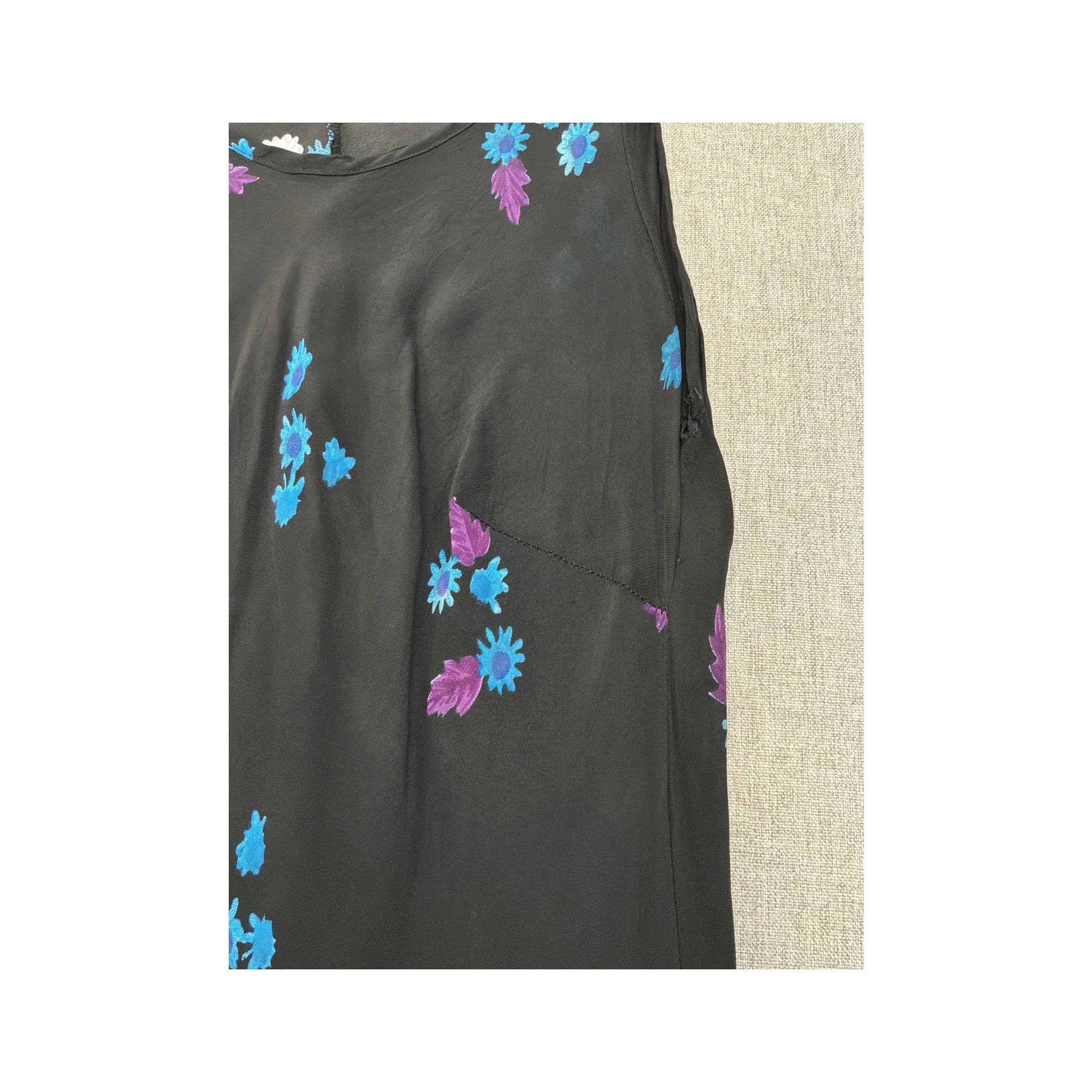 Vintage Black Floral Sleeveless Maxi Dress