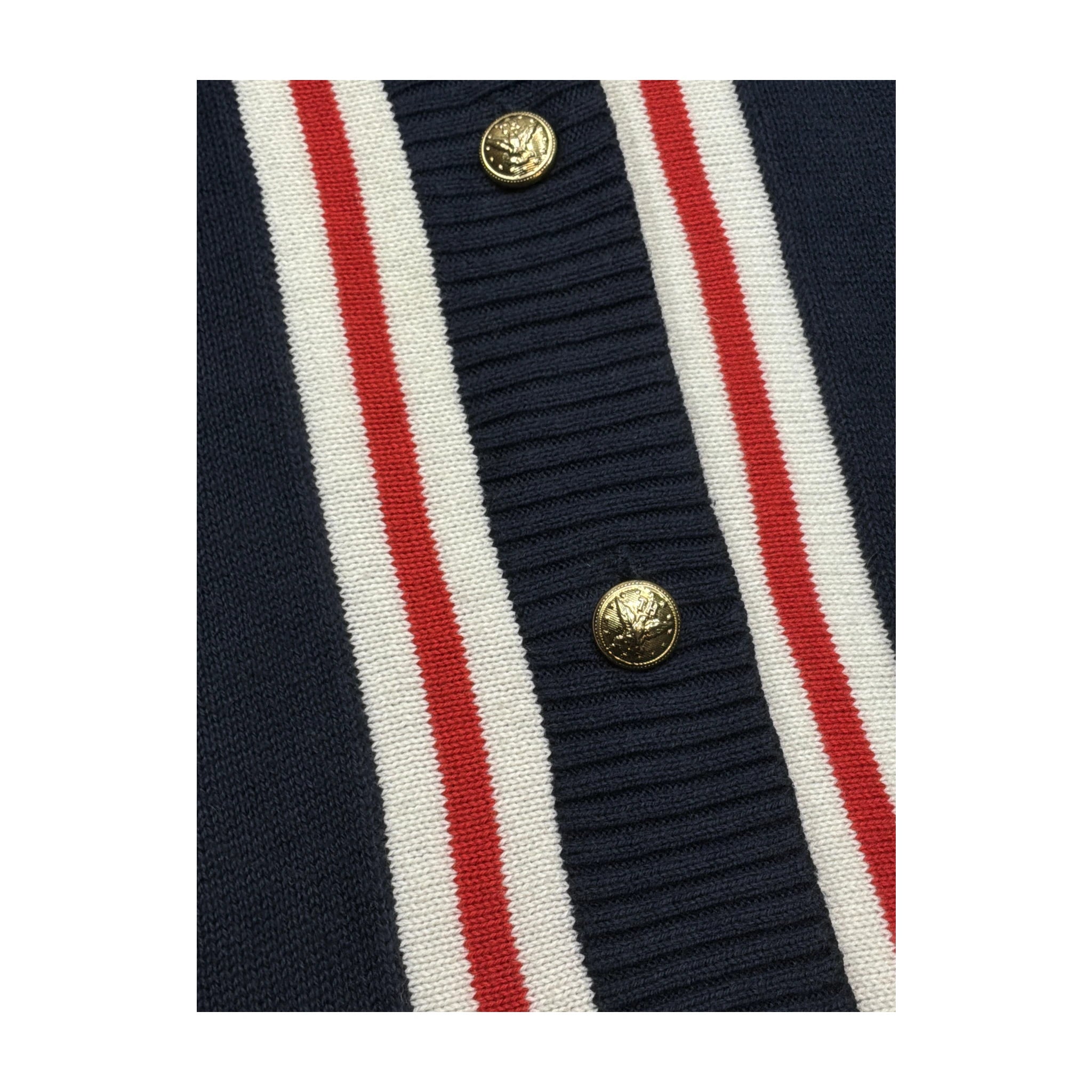 Casaco de malha Tommy Hilfiger Azul-marinho com decote em V e Acabamento às riscas vermelhas/Brancas