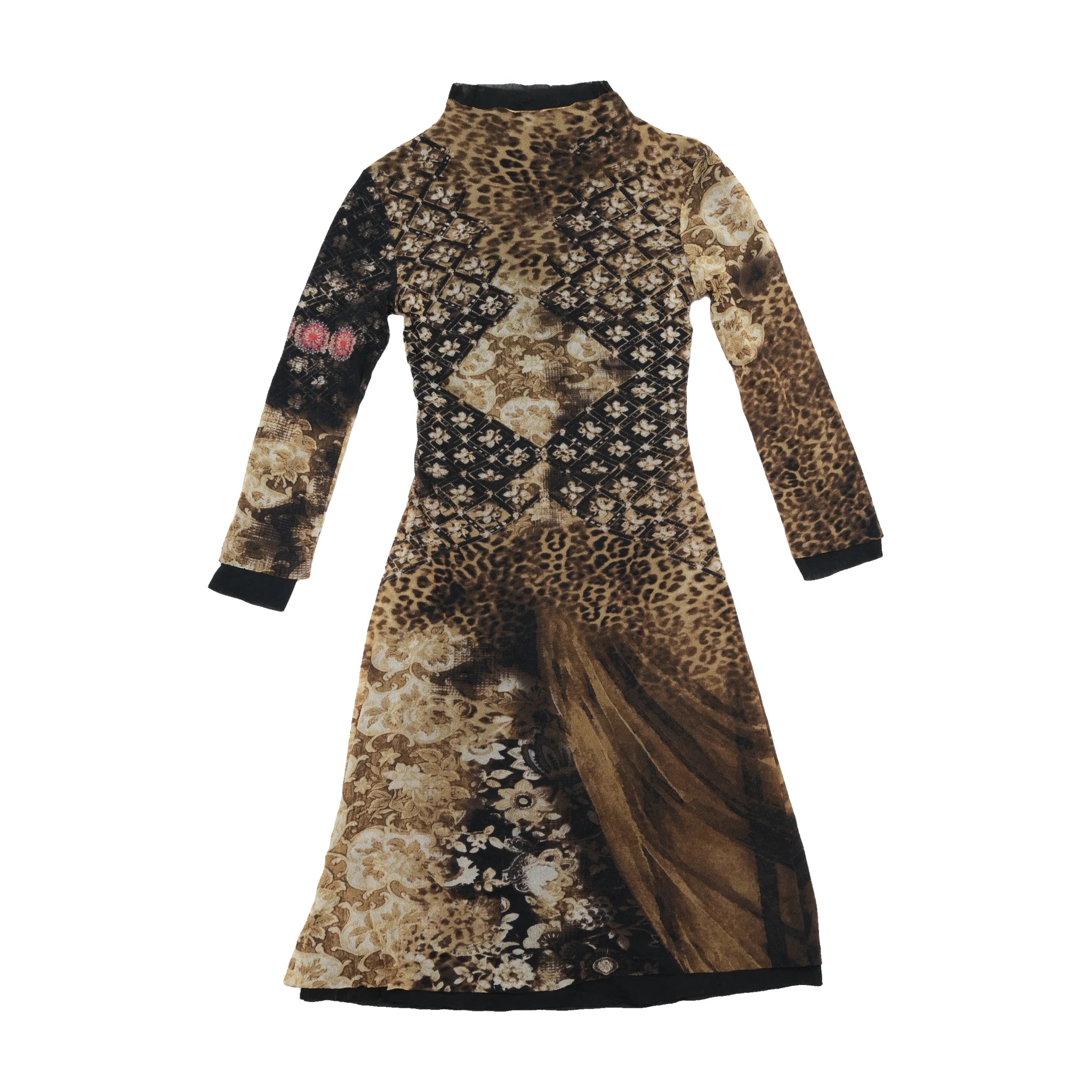 Multi-Patterned Brown Dress