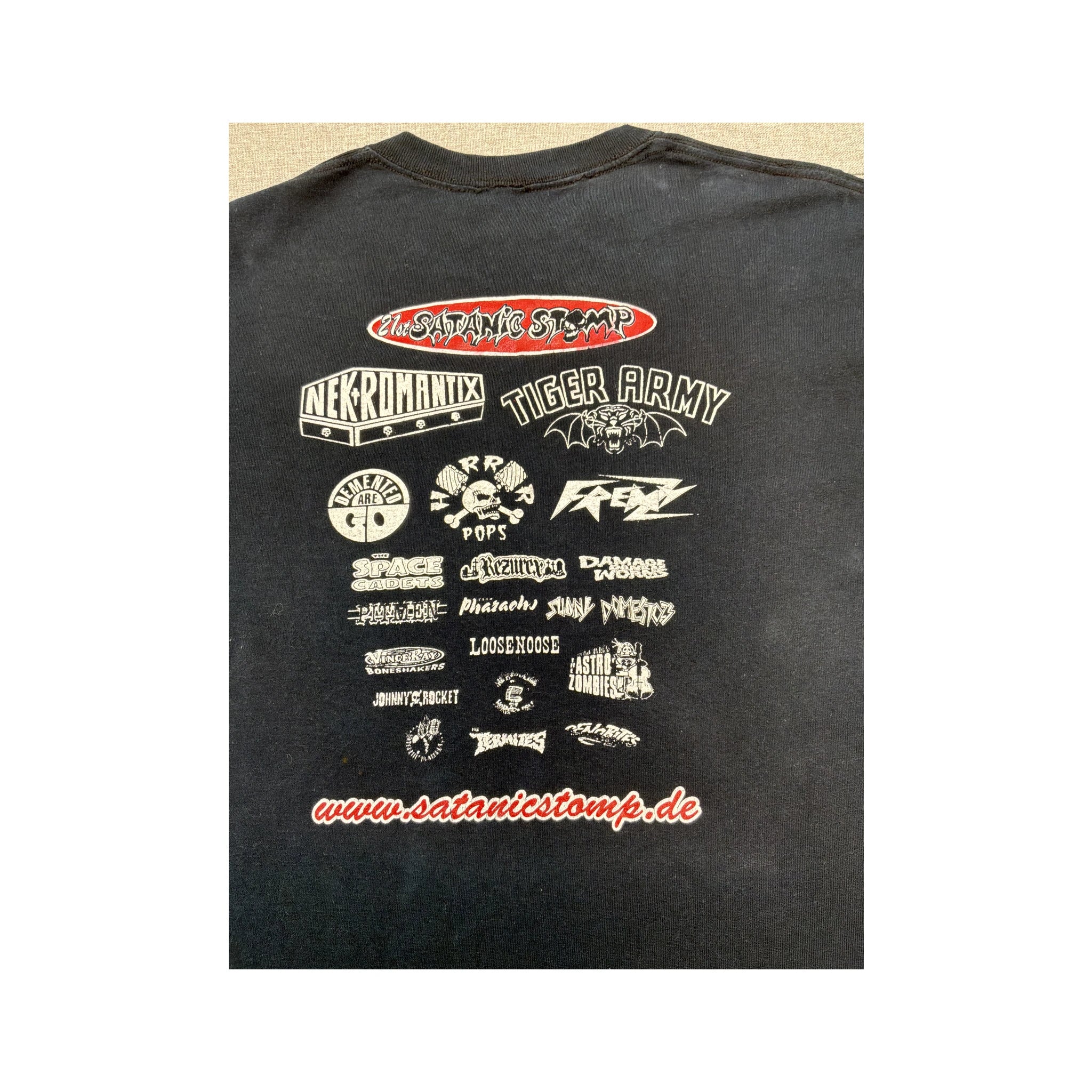 Camisa vintage em algodão com estampado 21st Satanic Stomp Rockabilly