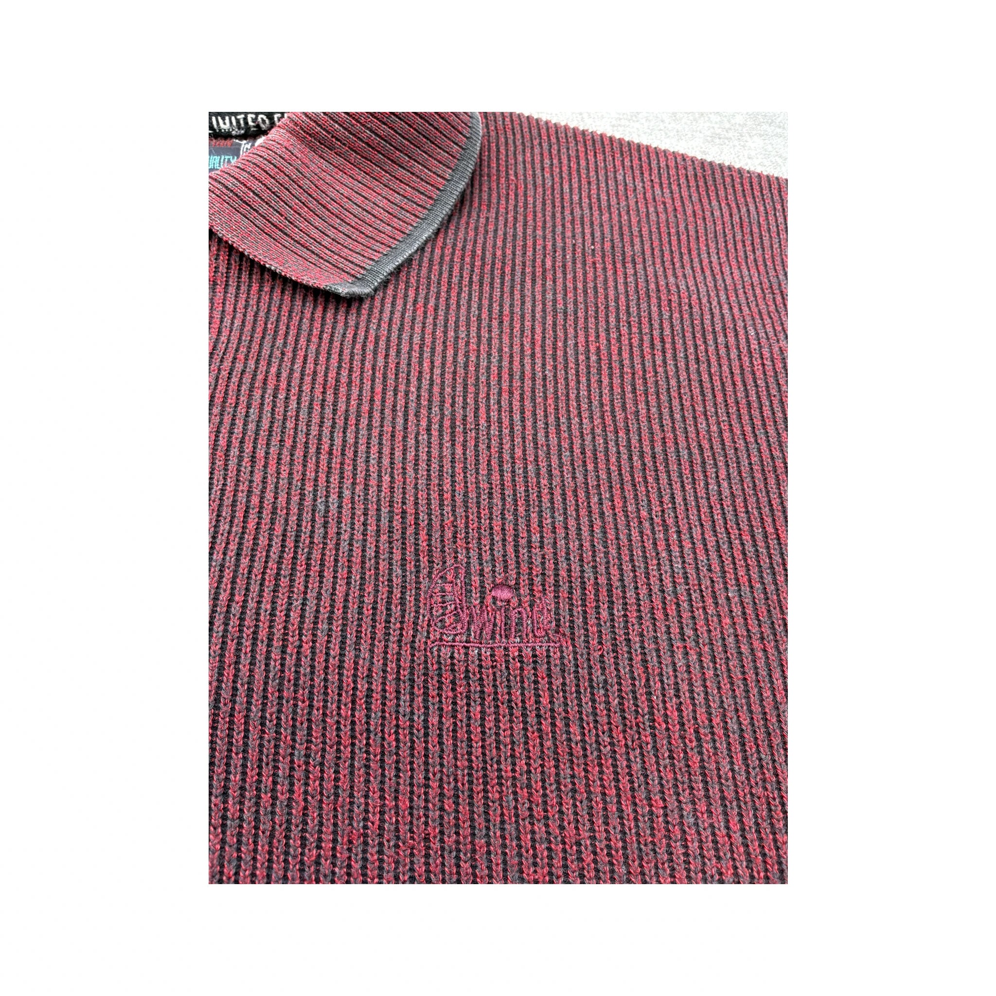 Limited Edition Vintage Cotton Blend Rib Knit Collared Sweater