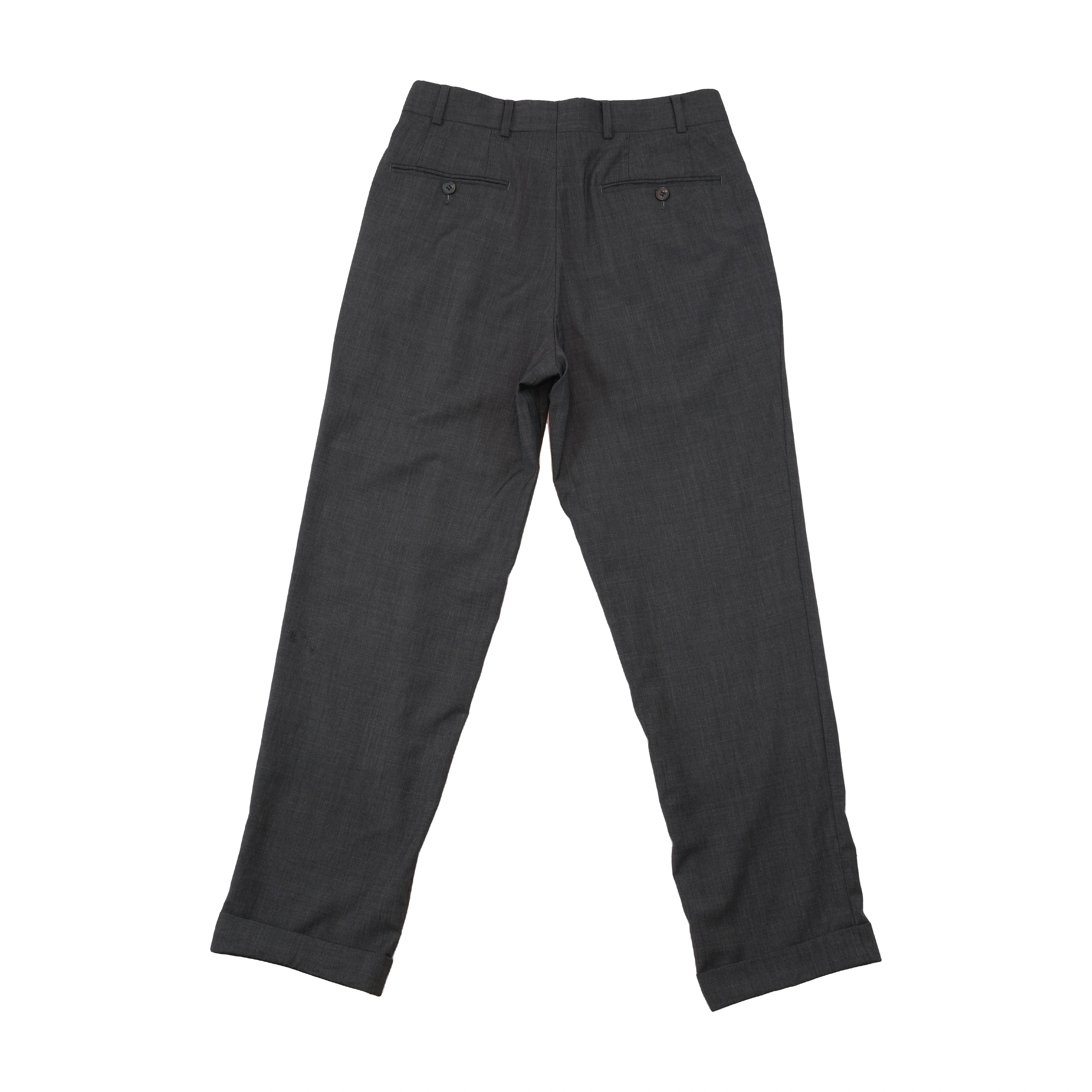 Vince Charcoal Pleated Cuffed Trousers