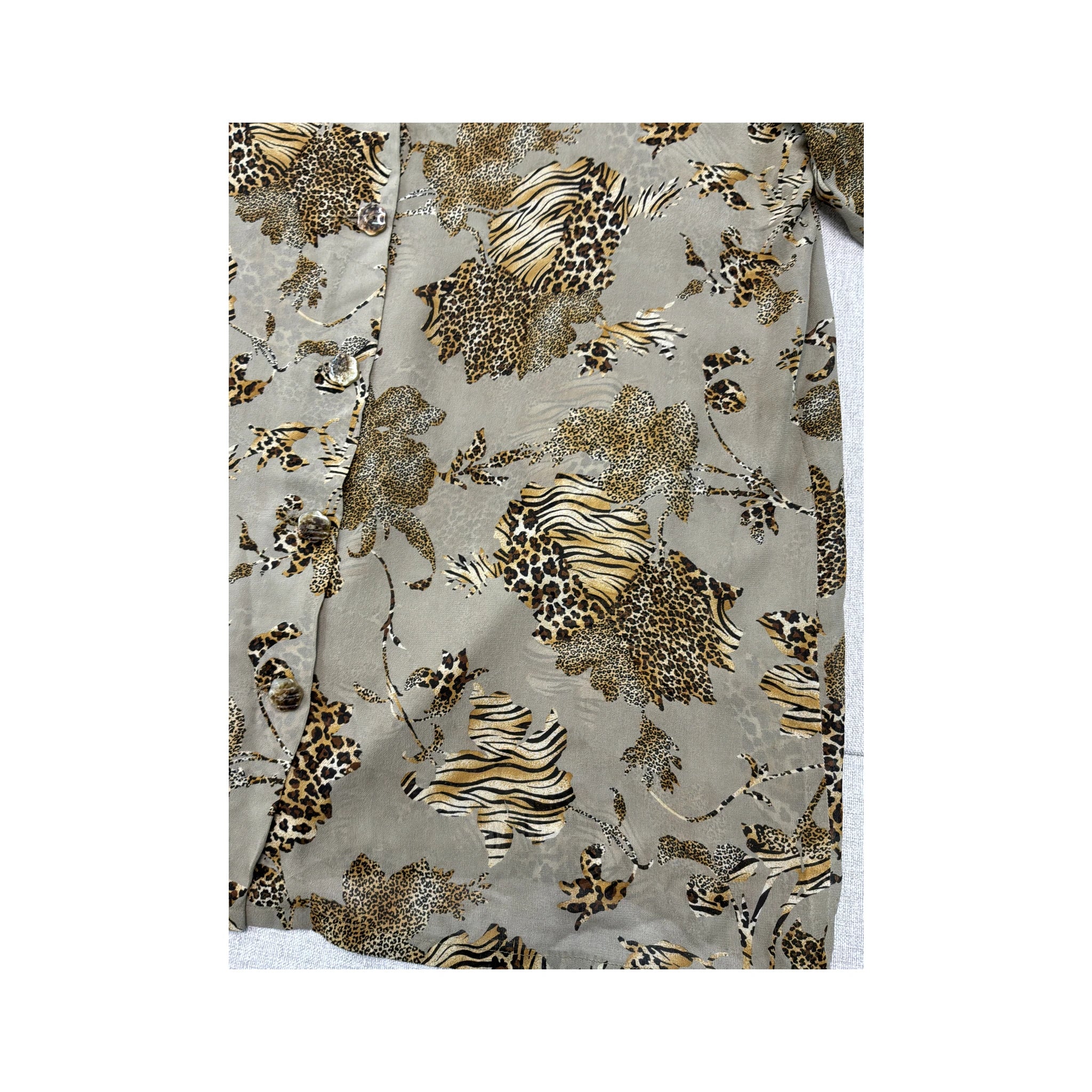 Leopard Print Beige Button-Up Shirt Dress