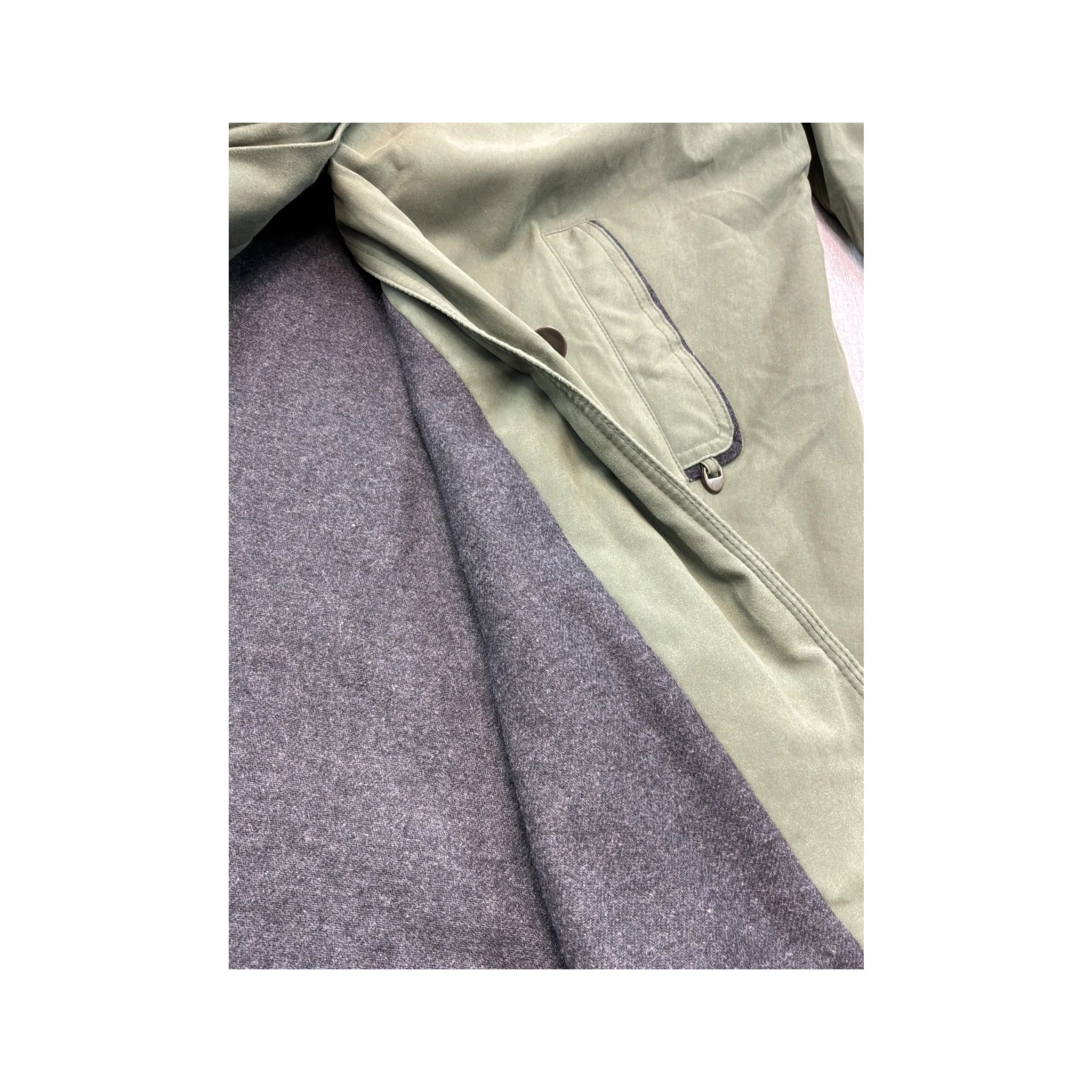 Vintage Olive Green Longline Raglan Utility Jacket