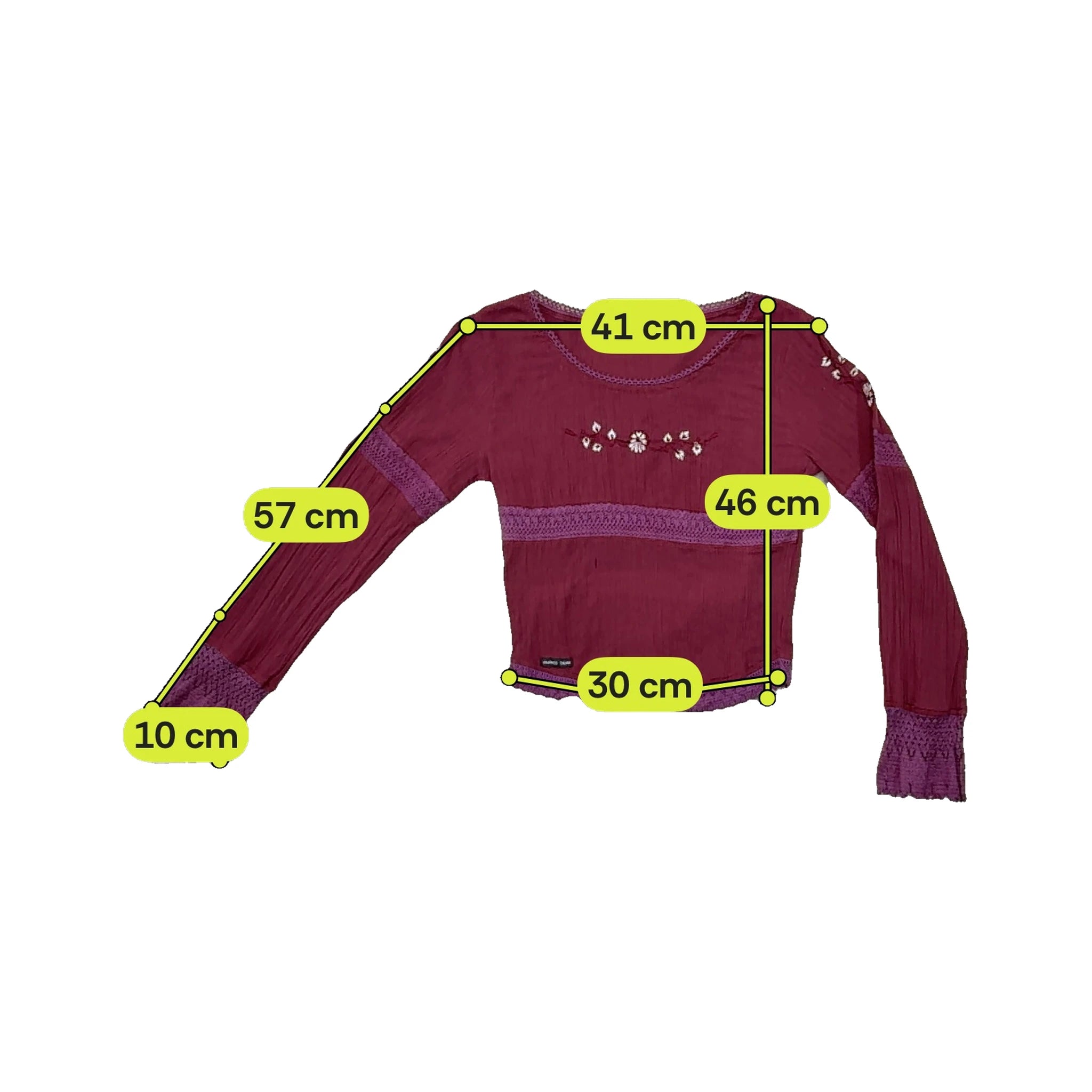 Americo Tavar Embroidered Crochet Trim Blouse