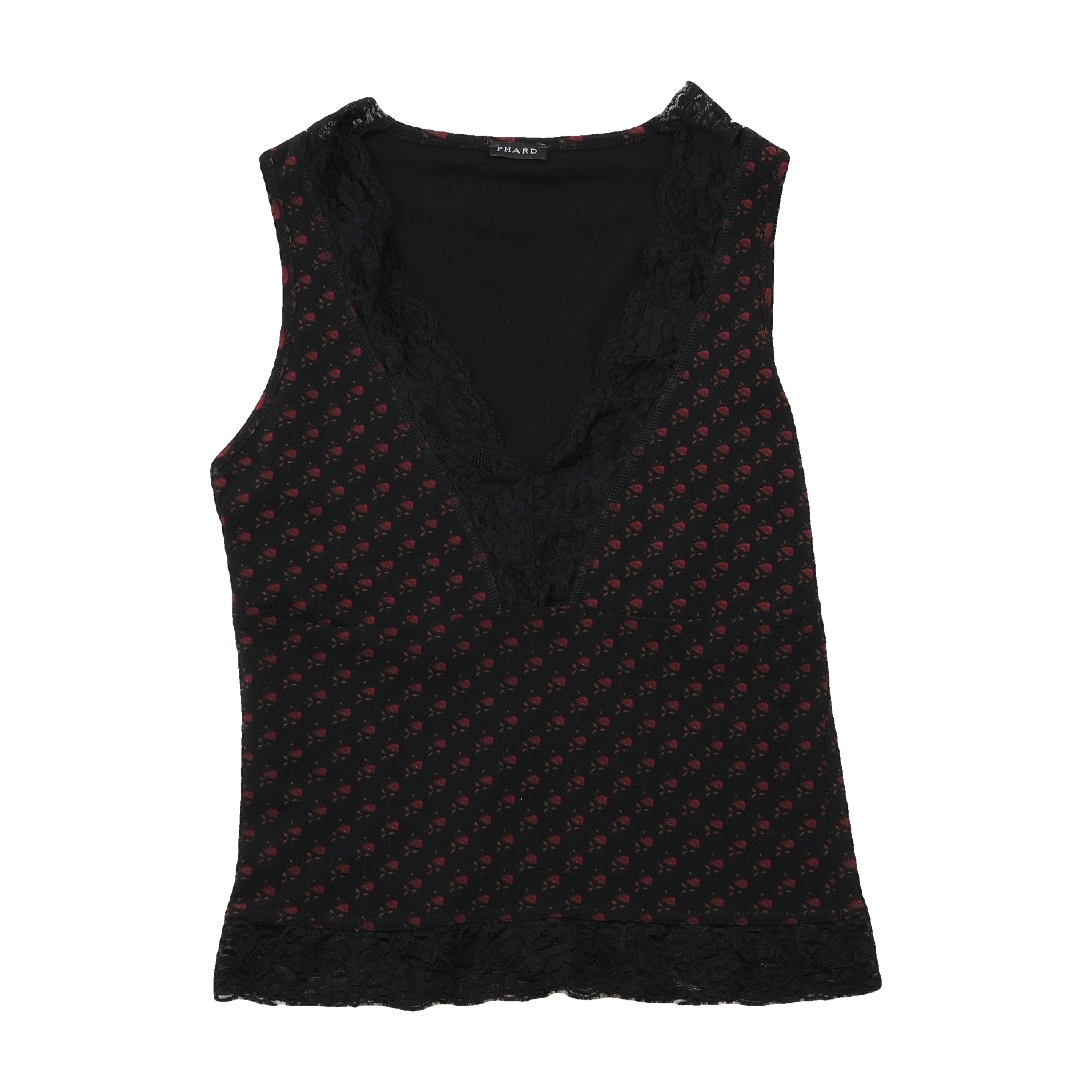Phard Floral Lace Trim Tank Top