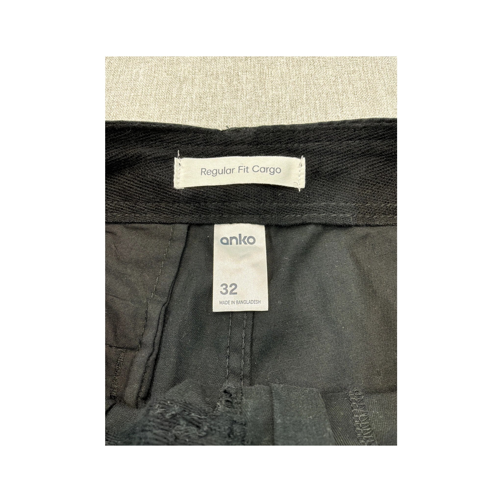 anko Black Cotton Cargo Shorts