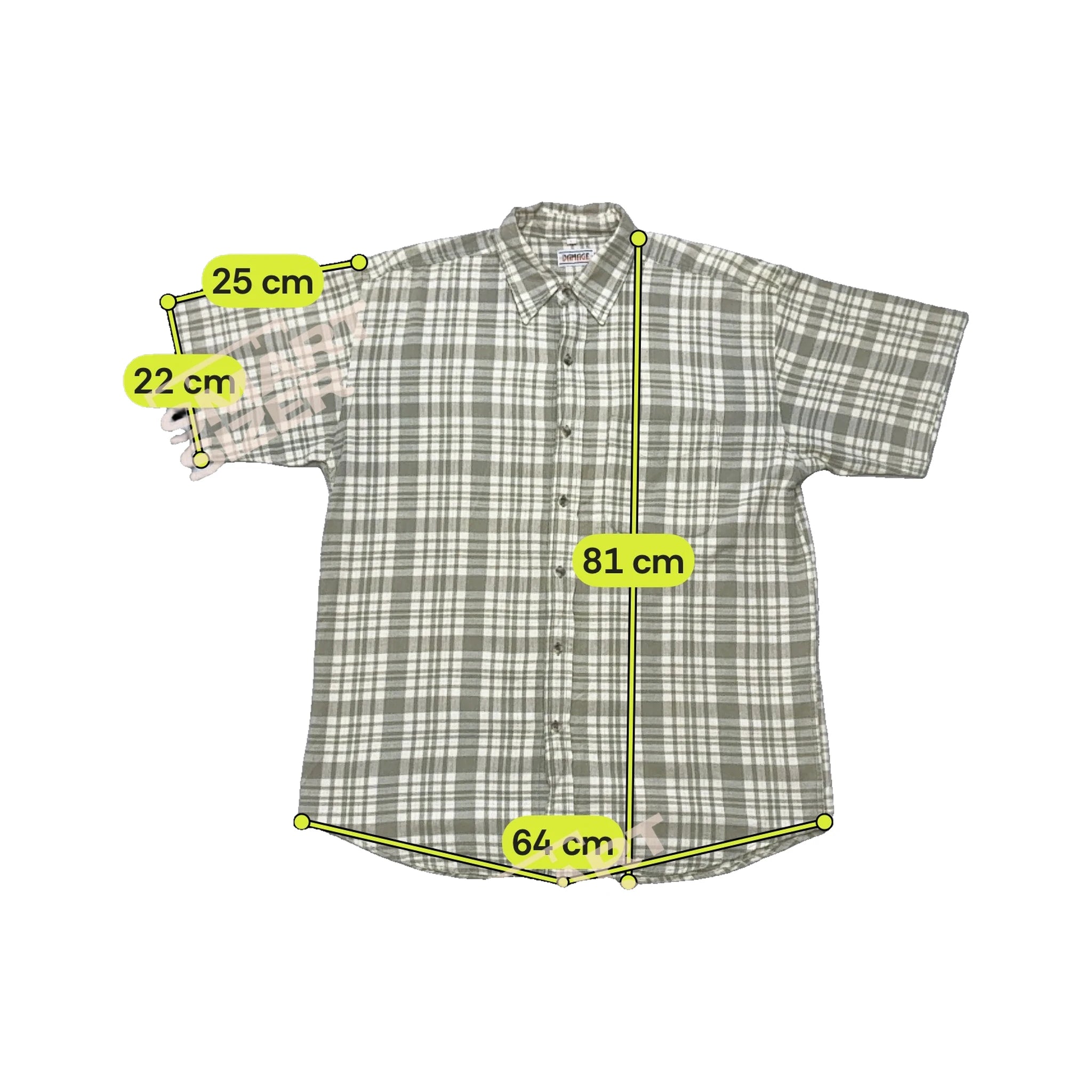 Damage Beige Plaid Short Sleeve Button-Up Shirt