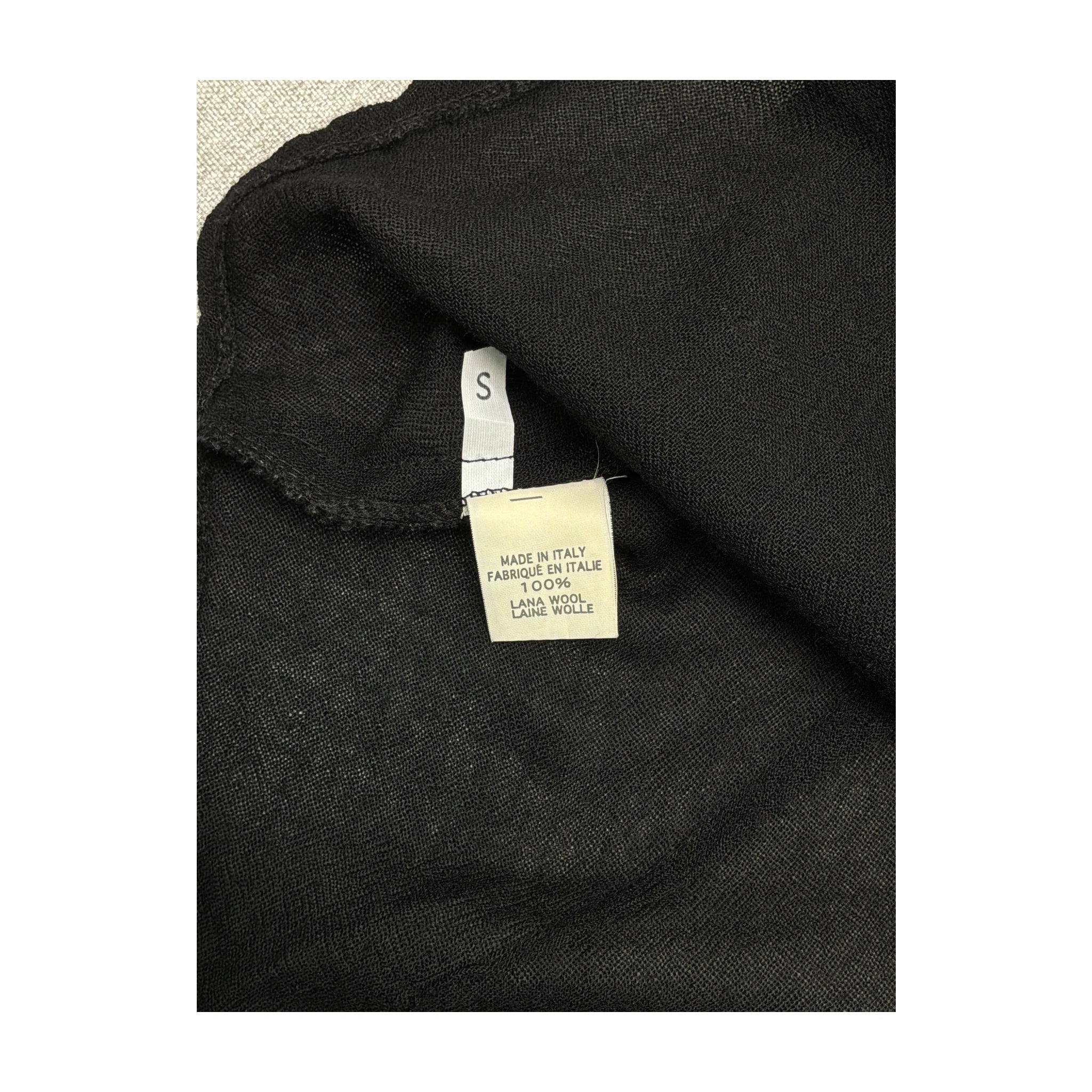 Camisa Transparente preta em Lã com Punhos com Acabamento em renda