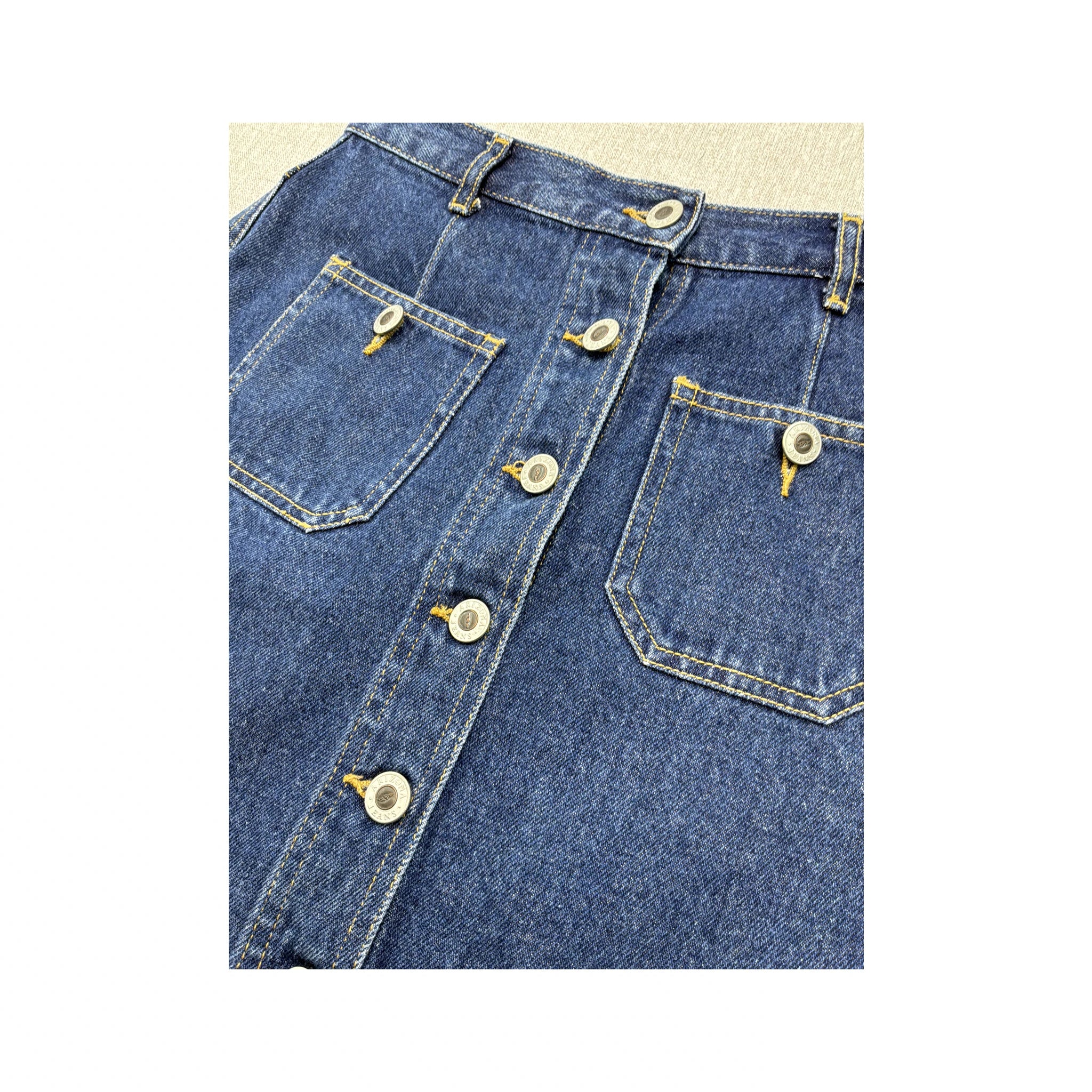 Arizona 100% Cotton Button Front Denim Mini Skirt