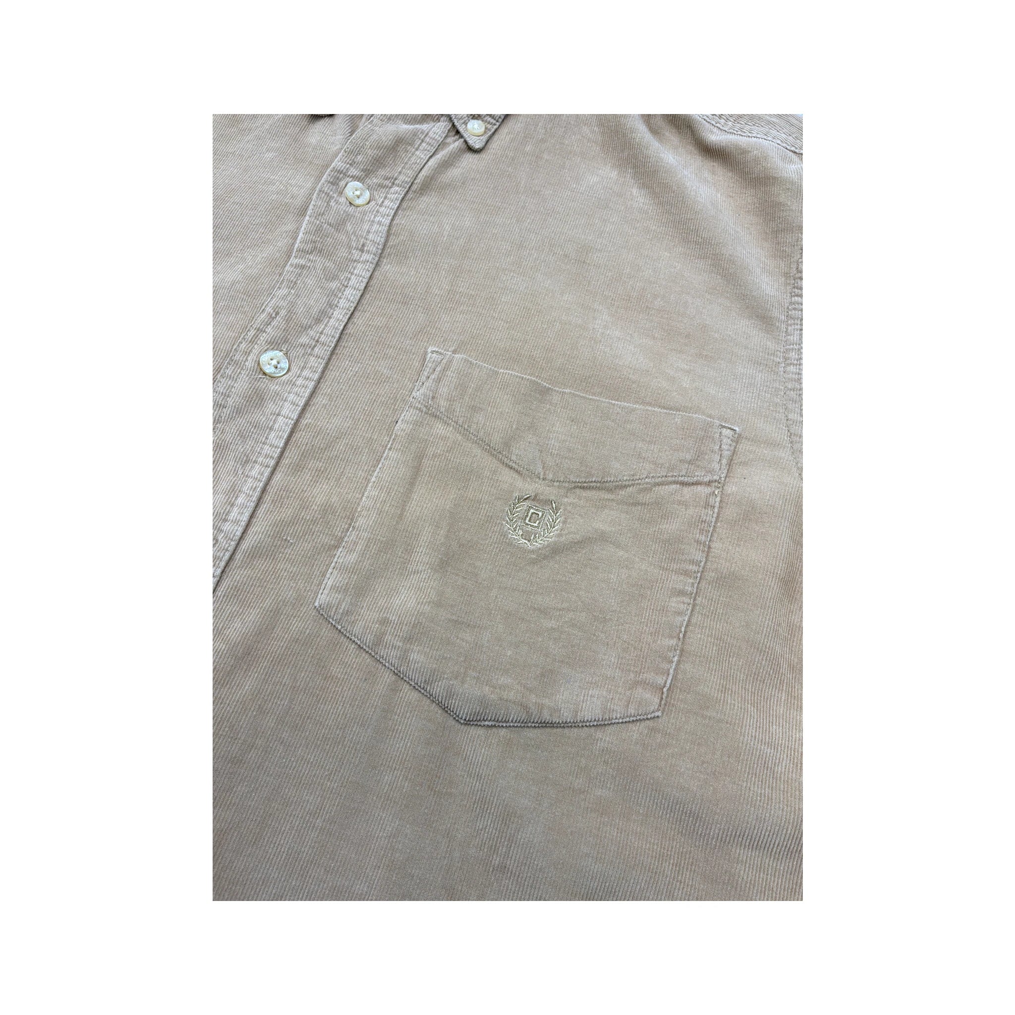 Camisa Chaps em Bombazine de algodão bege com Botões