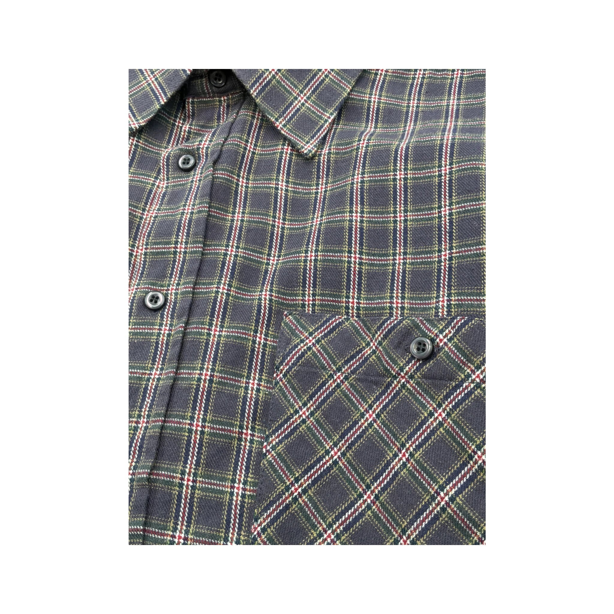 Vintage Gray Plaid Cotton Button Up Shirt