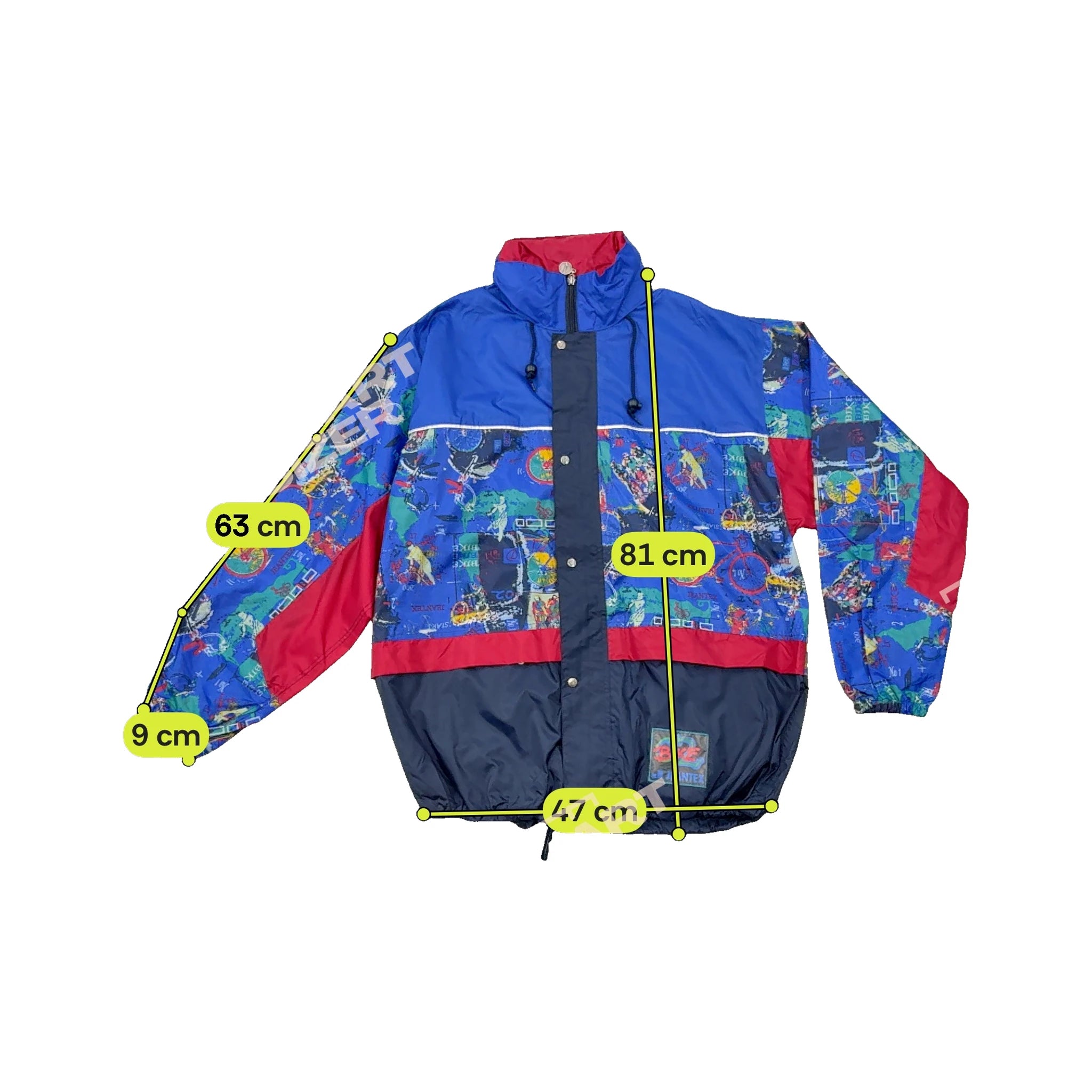 Jeantex Abstract Bike Print Colorblock Windbreaker Jacket (Photoshop)