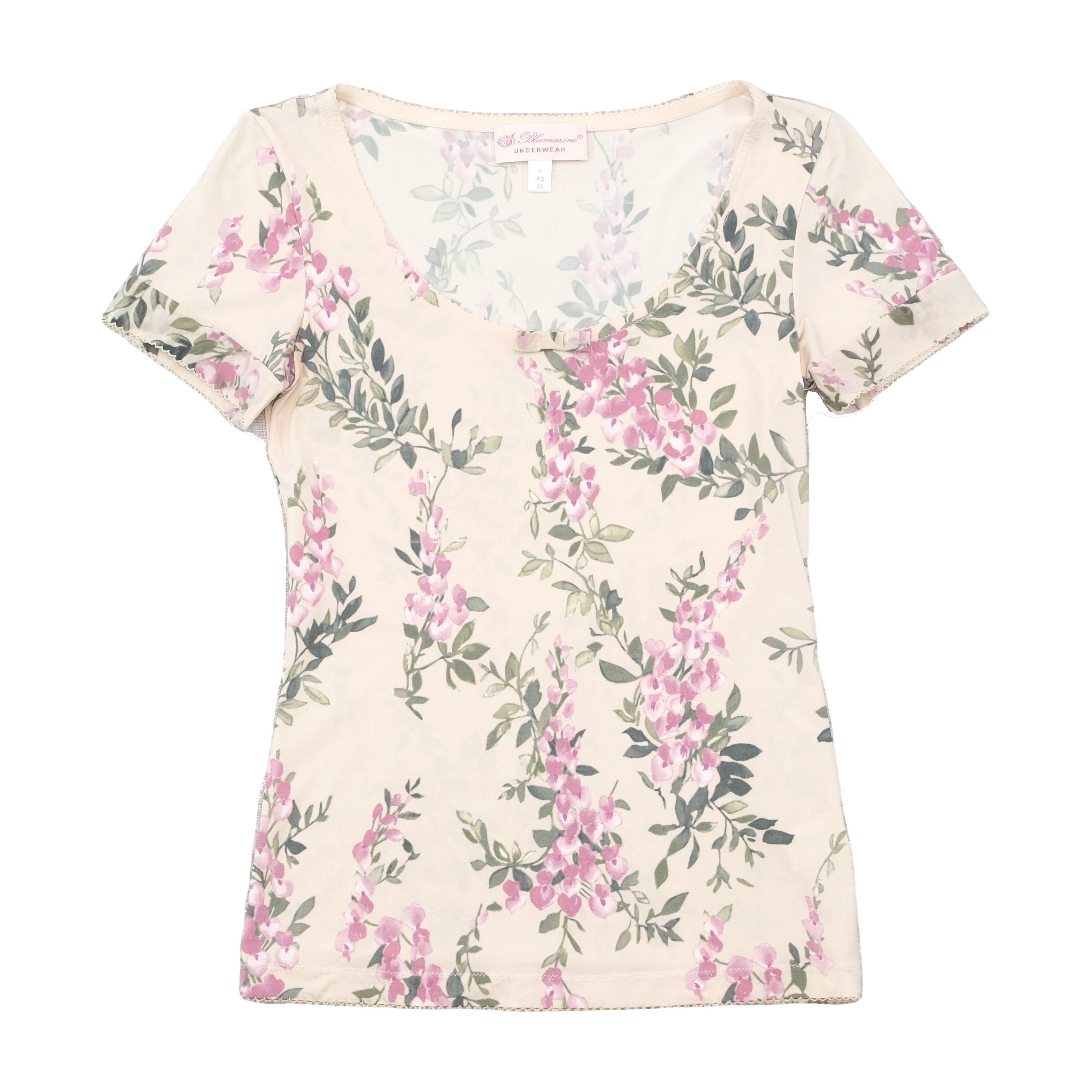 T-shirt Blumarine Underwear floral com decote Redondo