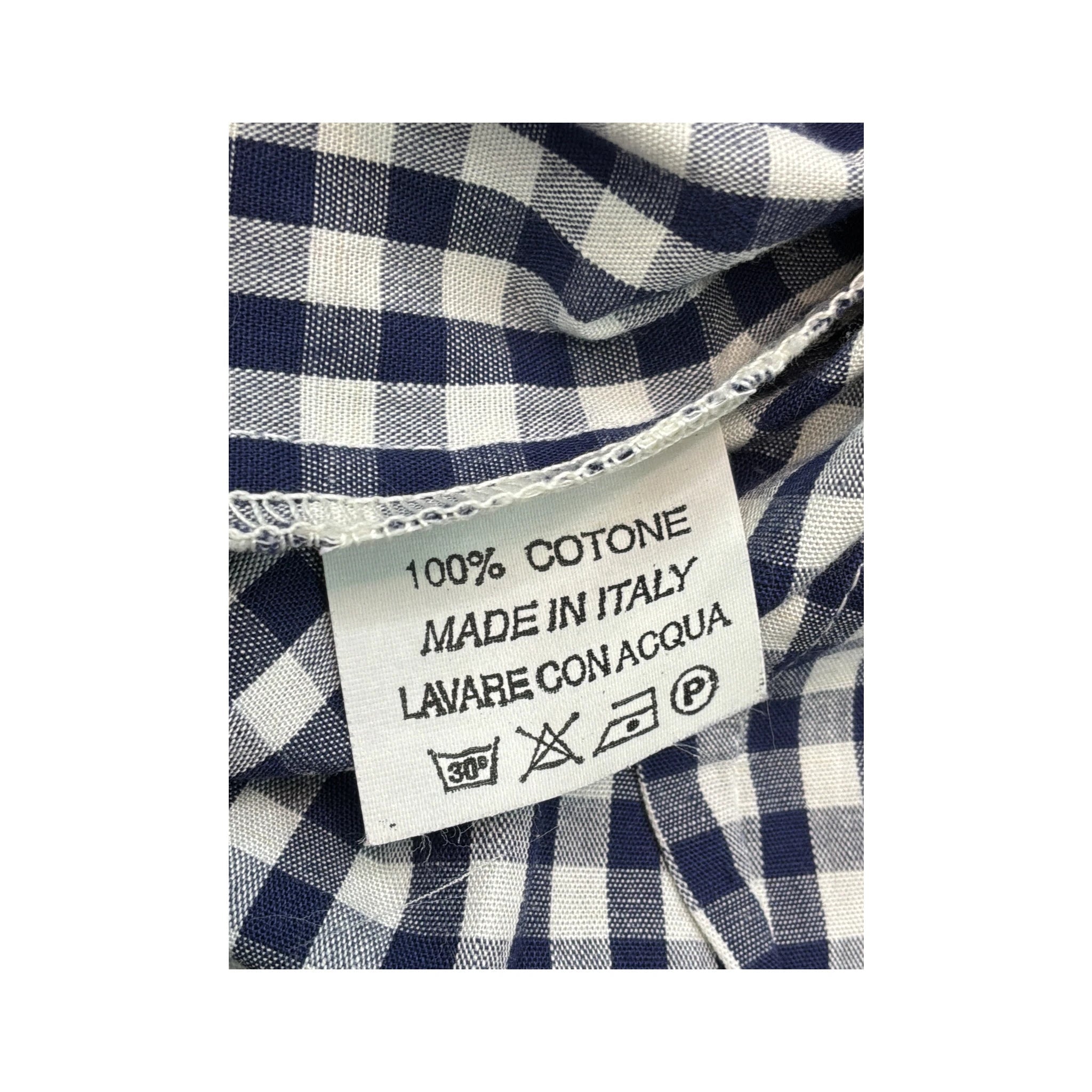 Blue e gcs Vintage Navy White Gingham Cotton Sleeveless Blouse