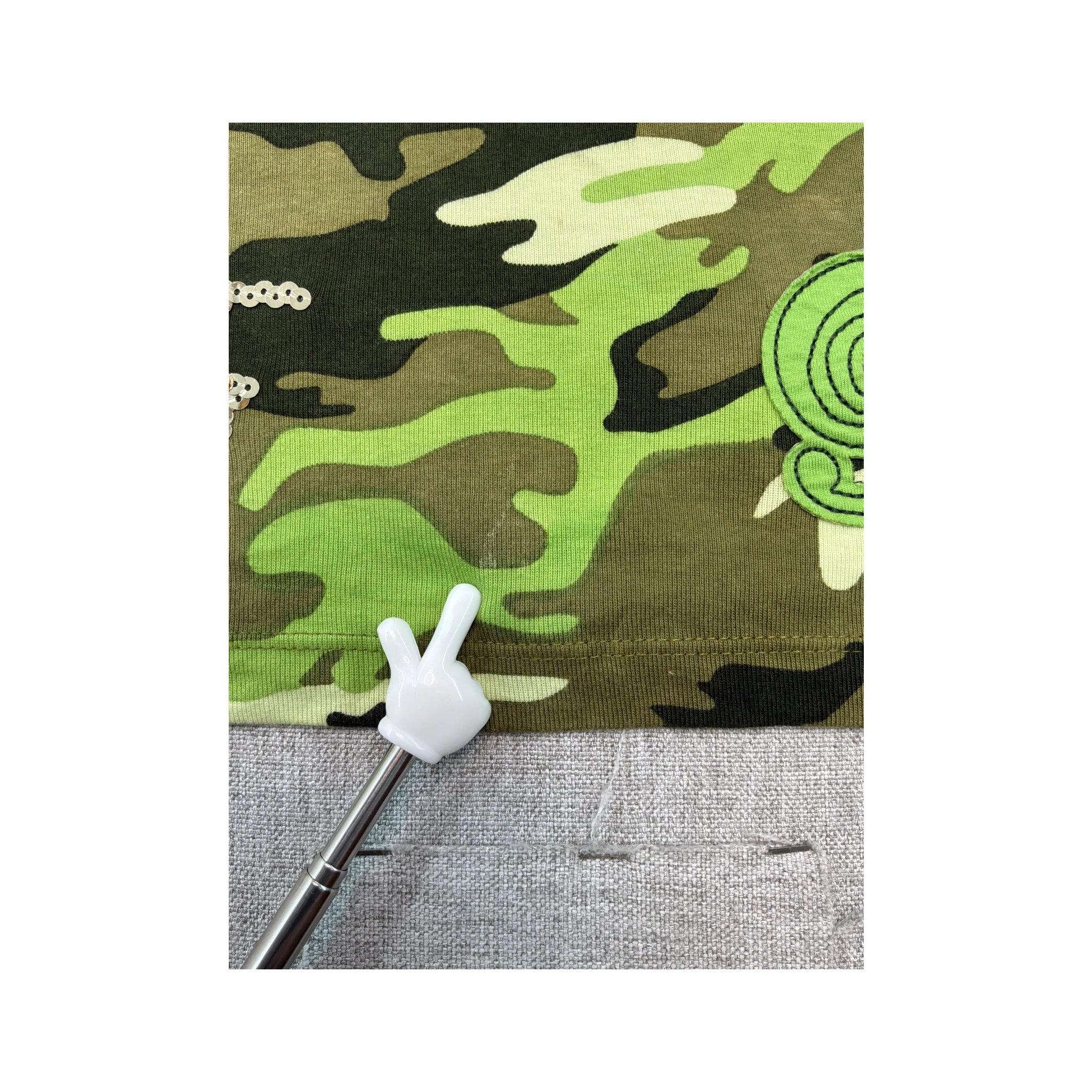 Plus Minus Camouflage Embroidered Sequin Cotton Tank Top