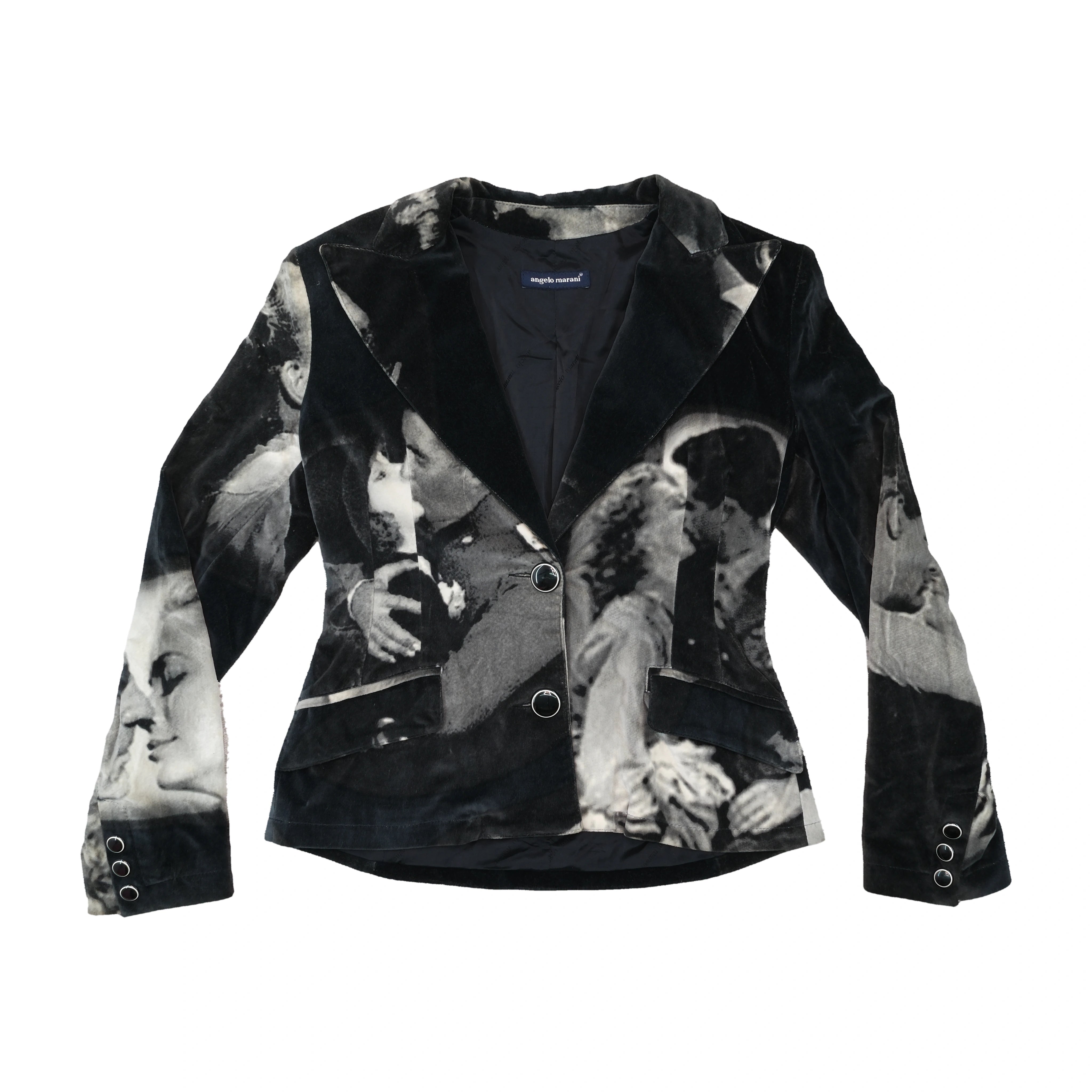 Angelo Marani Cinematic Print Cotton Velvet Jacket