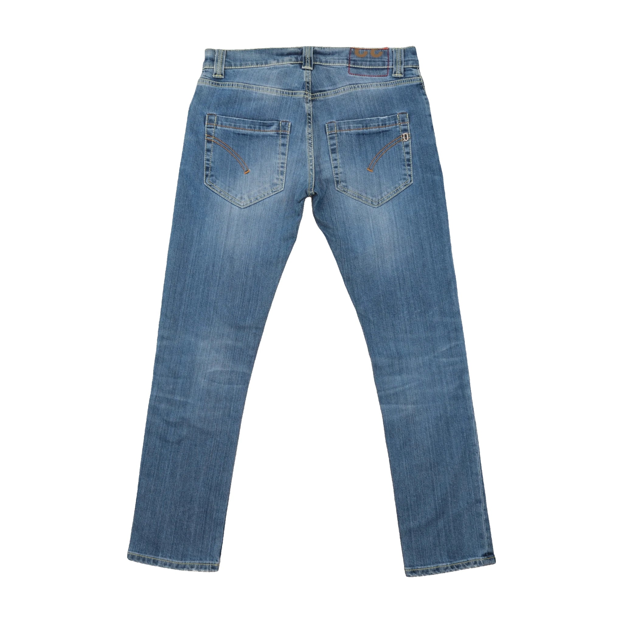 Mid-Wash Slim Straight Jeans