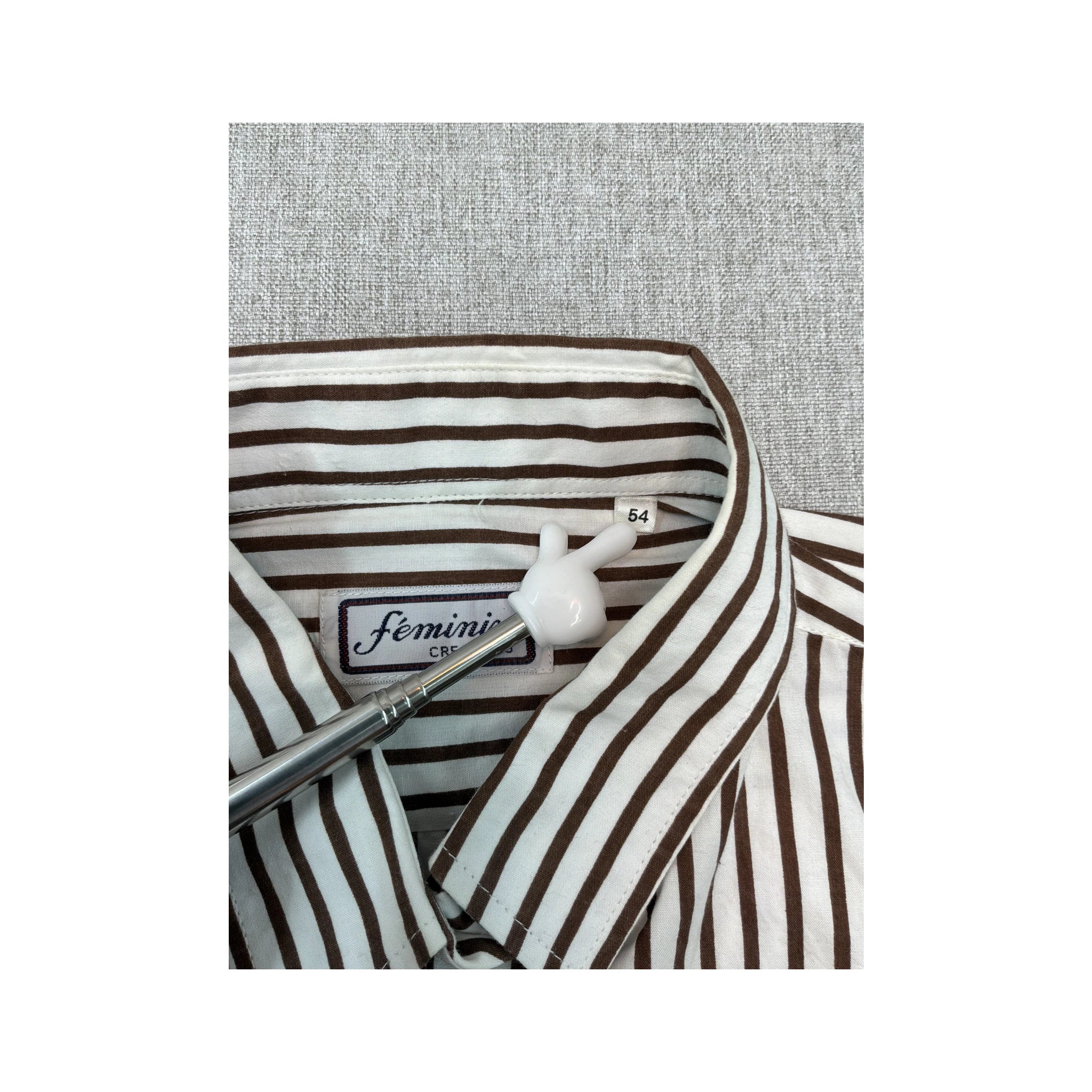 Féminin Creations Brown Striped Short Sleeve Button Up Shirt