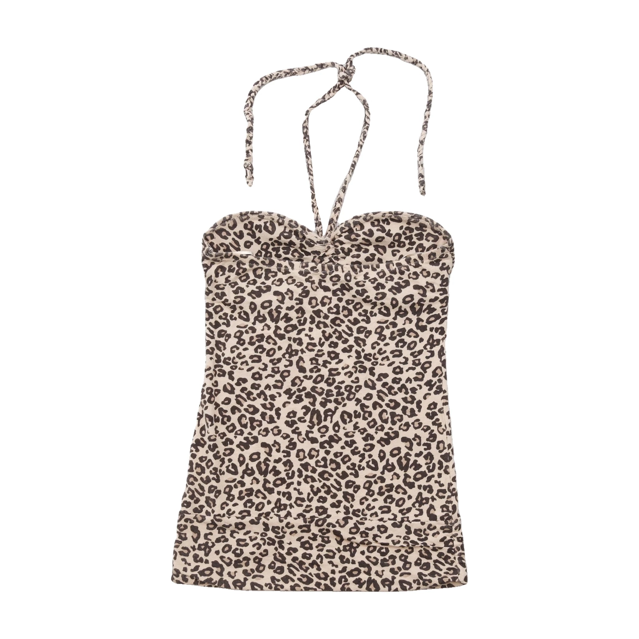 Tally Weijl Leopard Print Ruched Halter Blouse