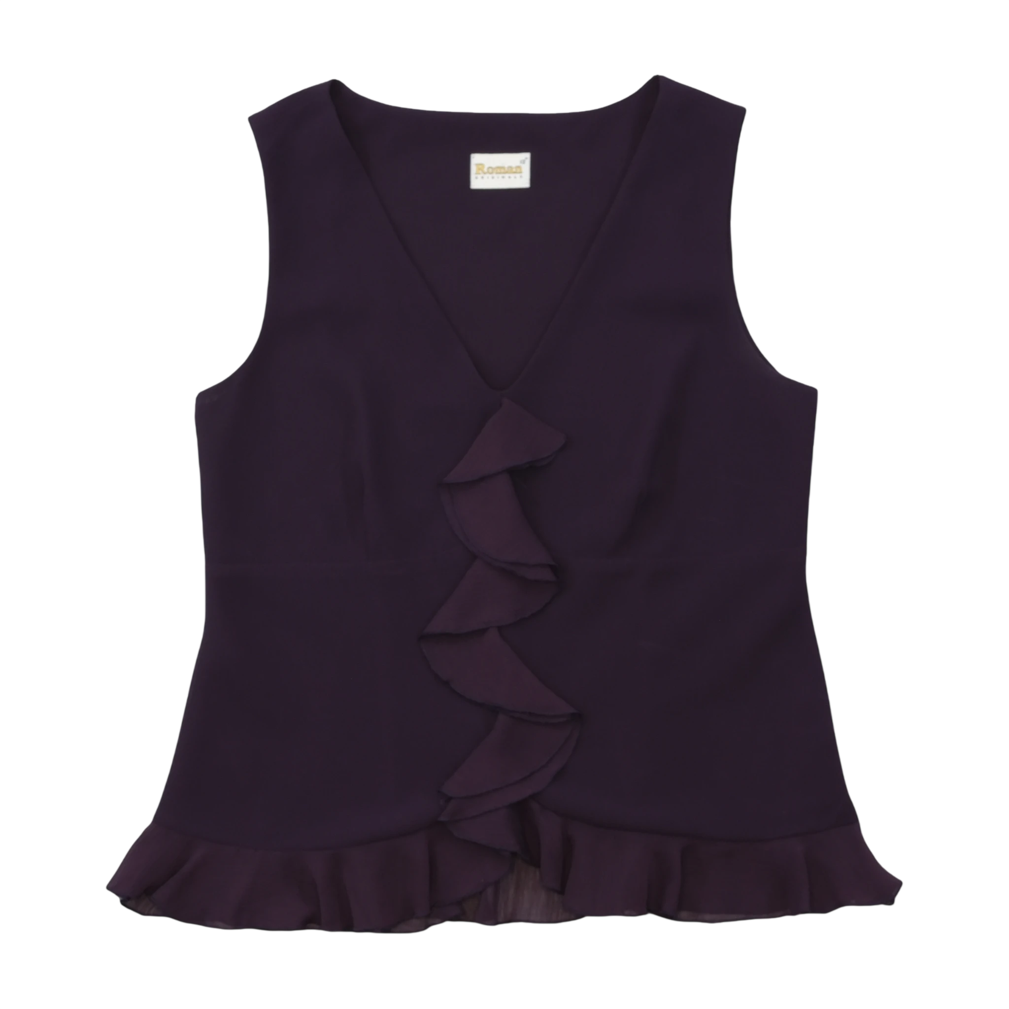 Blusa Roman Originals com decote em V e Folhos em Cascata