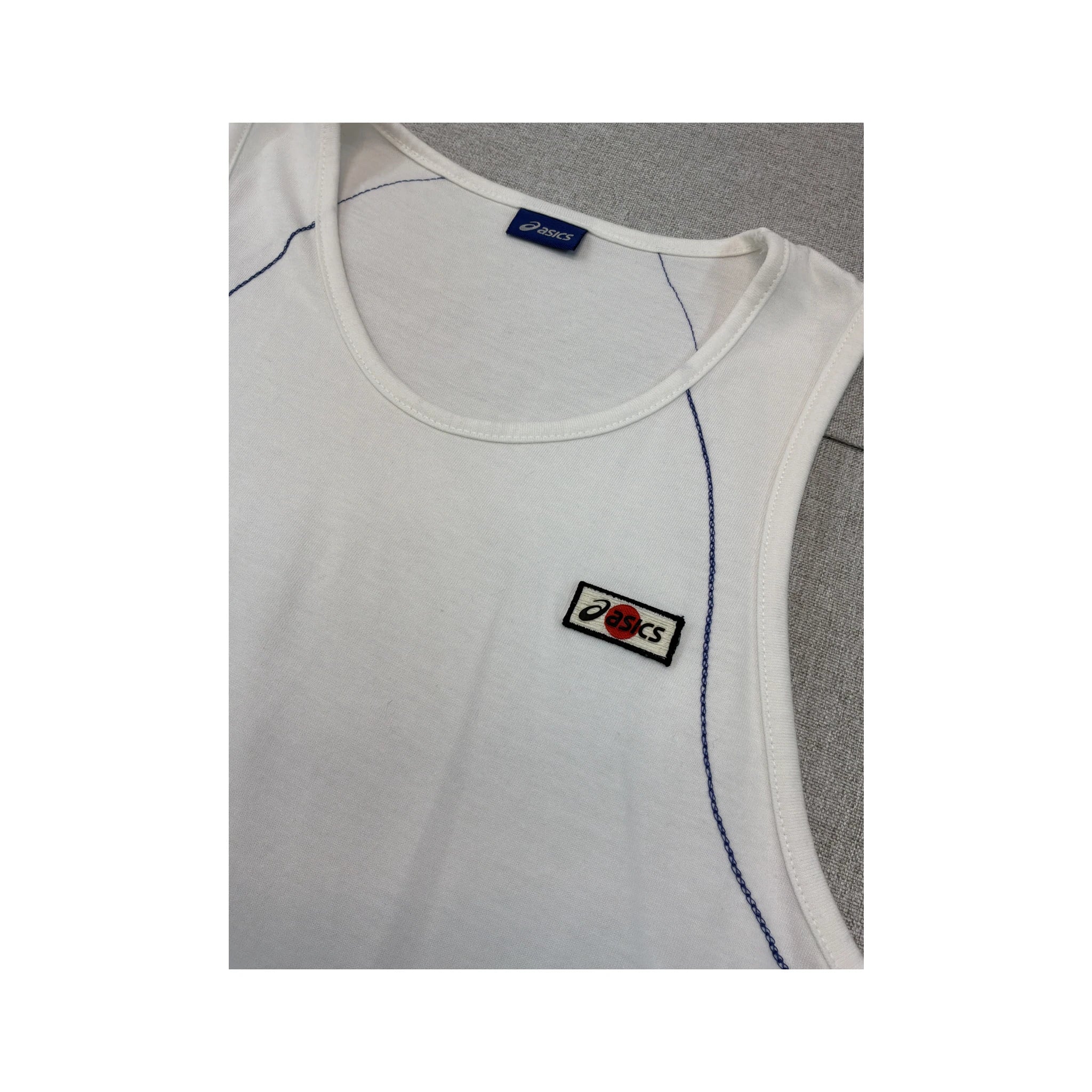 Asics Vintage White Contrast Stitch Athletic Tank Top