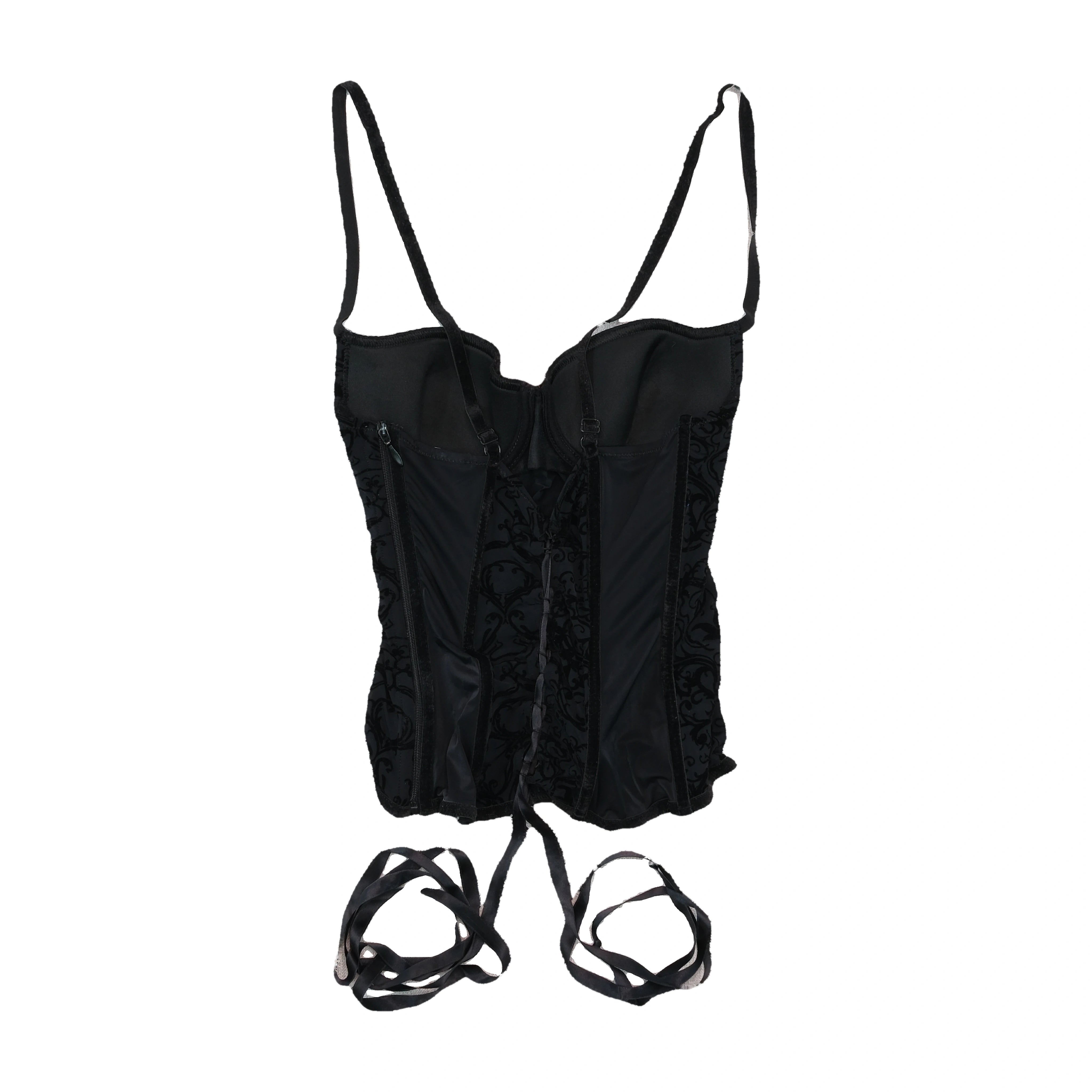 Miss Sixty Flocked Lace Up Corset Tank Top