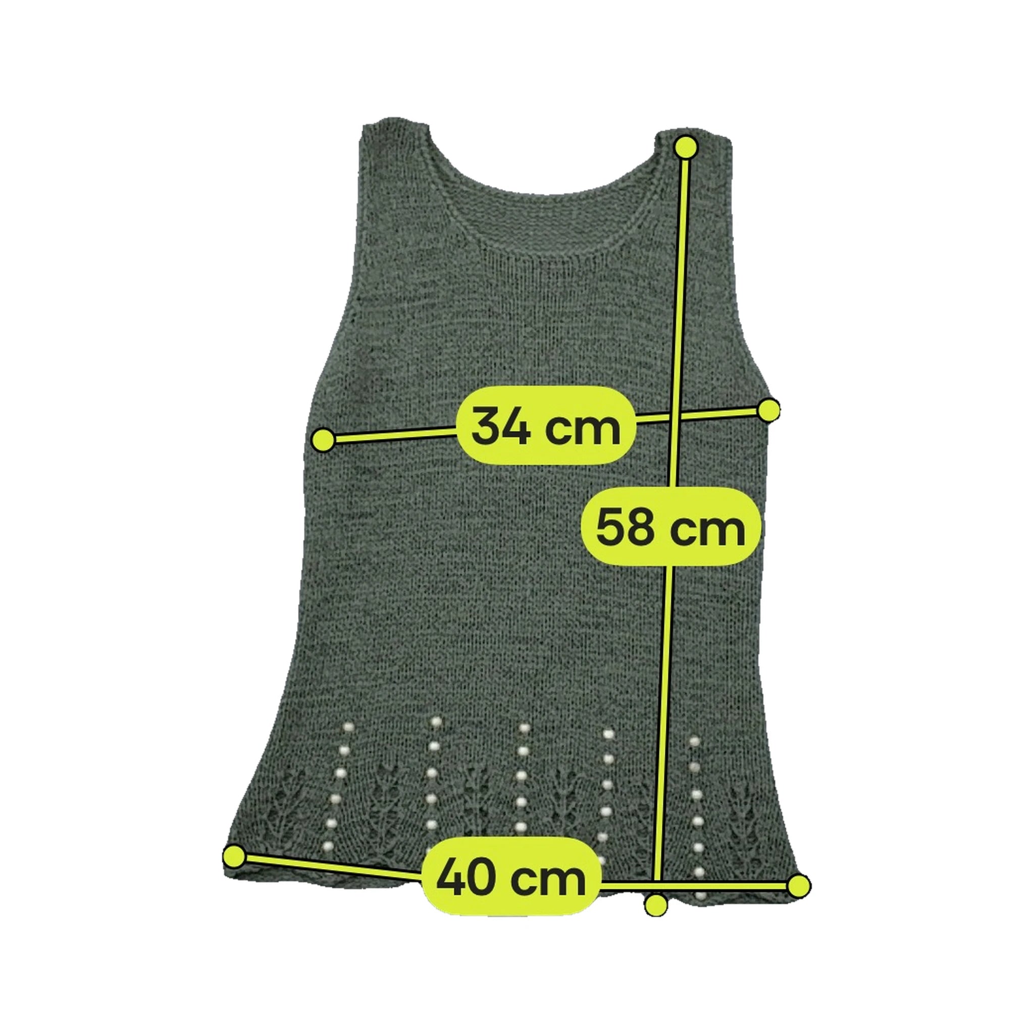 Vintage Olive Knit Beaded Tank Top