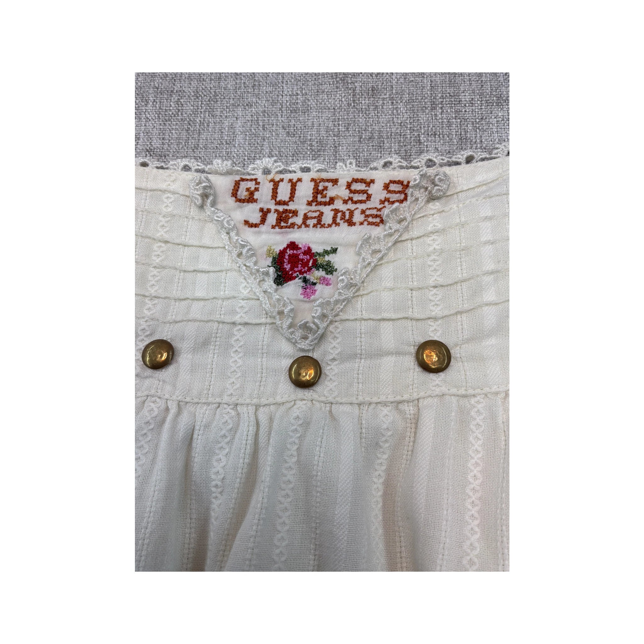 Mini saia Guess Jeans branca Adornada com Ilhós