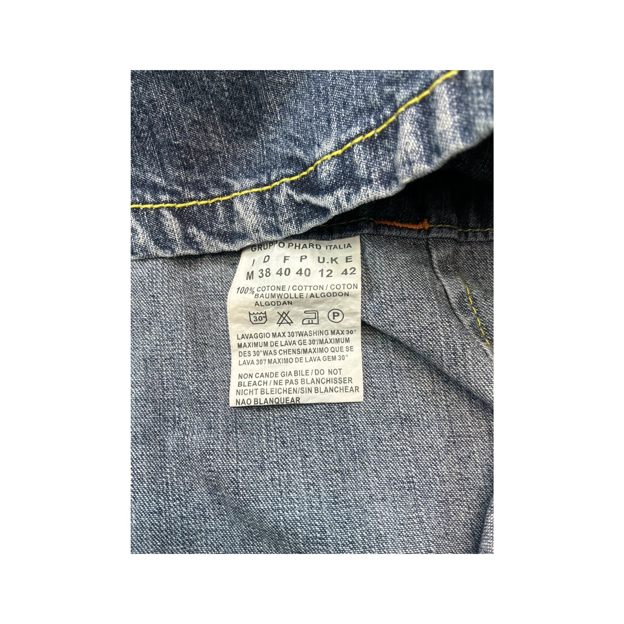 Mini vestido Phard vintage sem mangas em ganga de algodão com Fecho à Frente