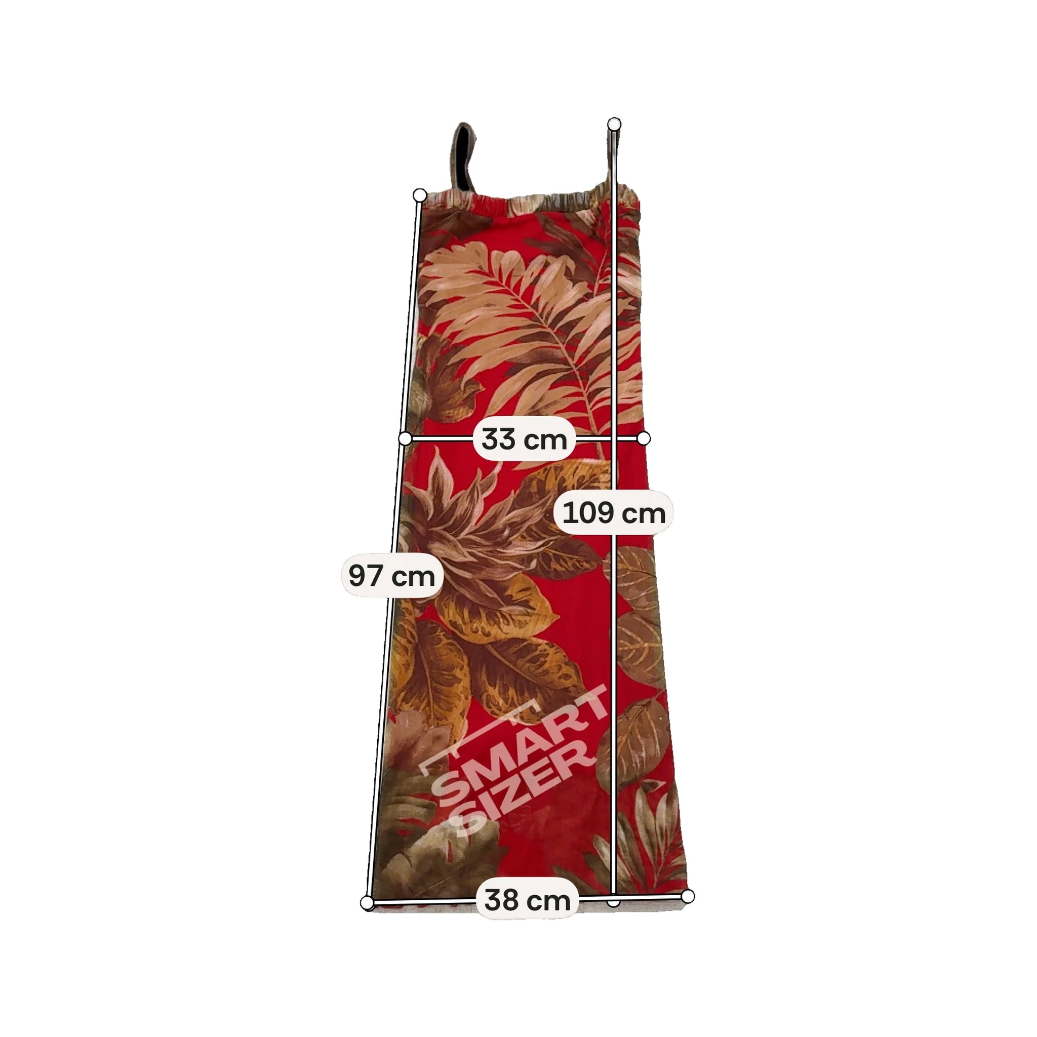 Vestido Maxi vermelho de alças Finas com estampado de Folhas Tropicais
