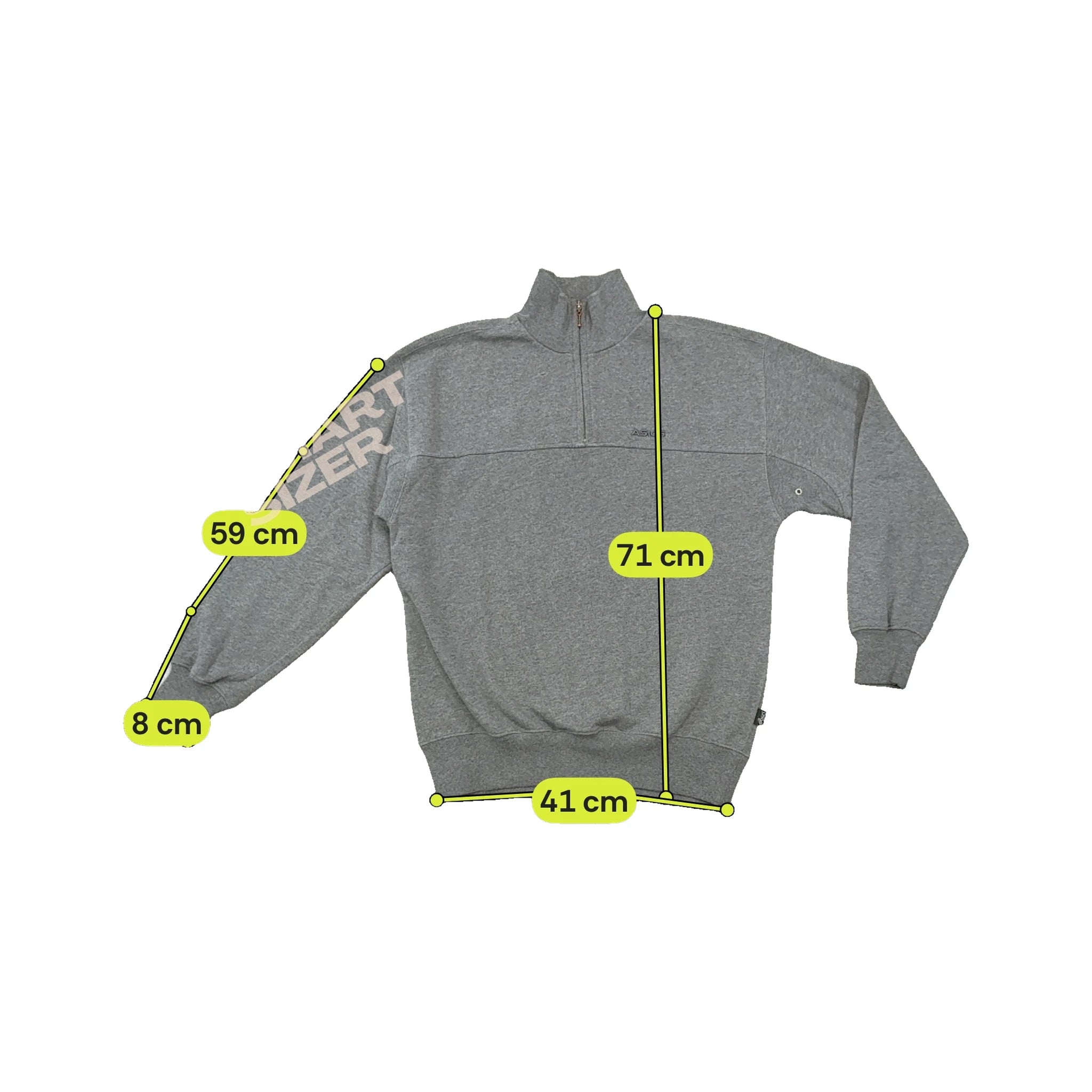 Asics Vintage Gray Quarter Zip Cotton Blend Sweater