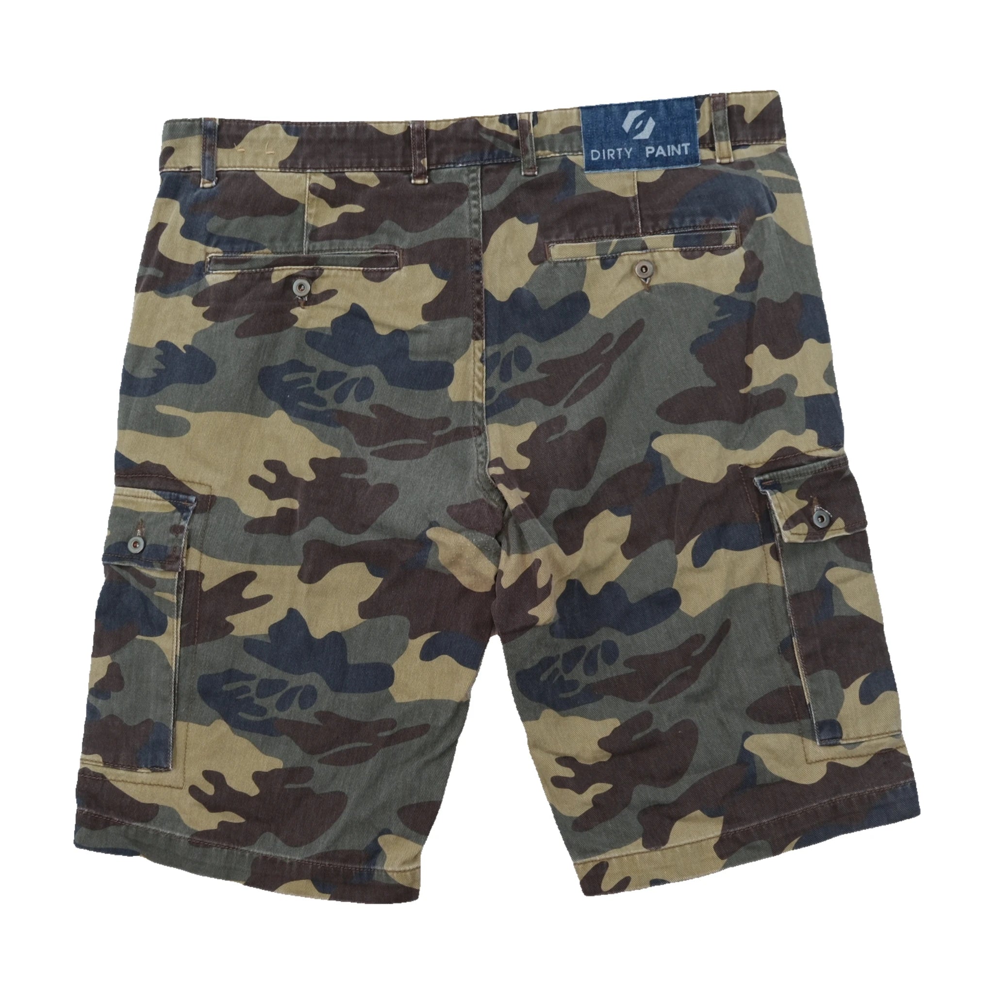 Dirty Paint Woodland Camo Cargo Shorts