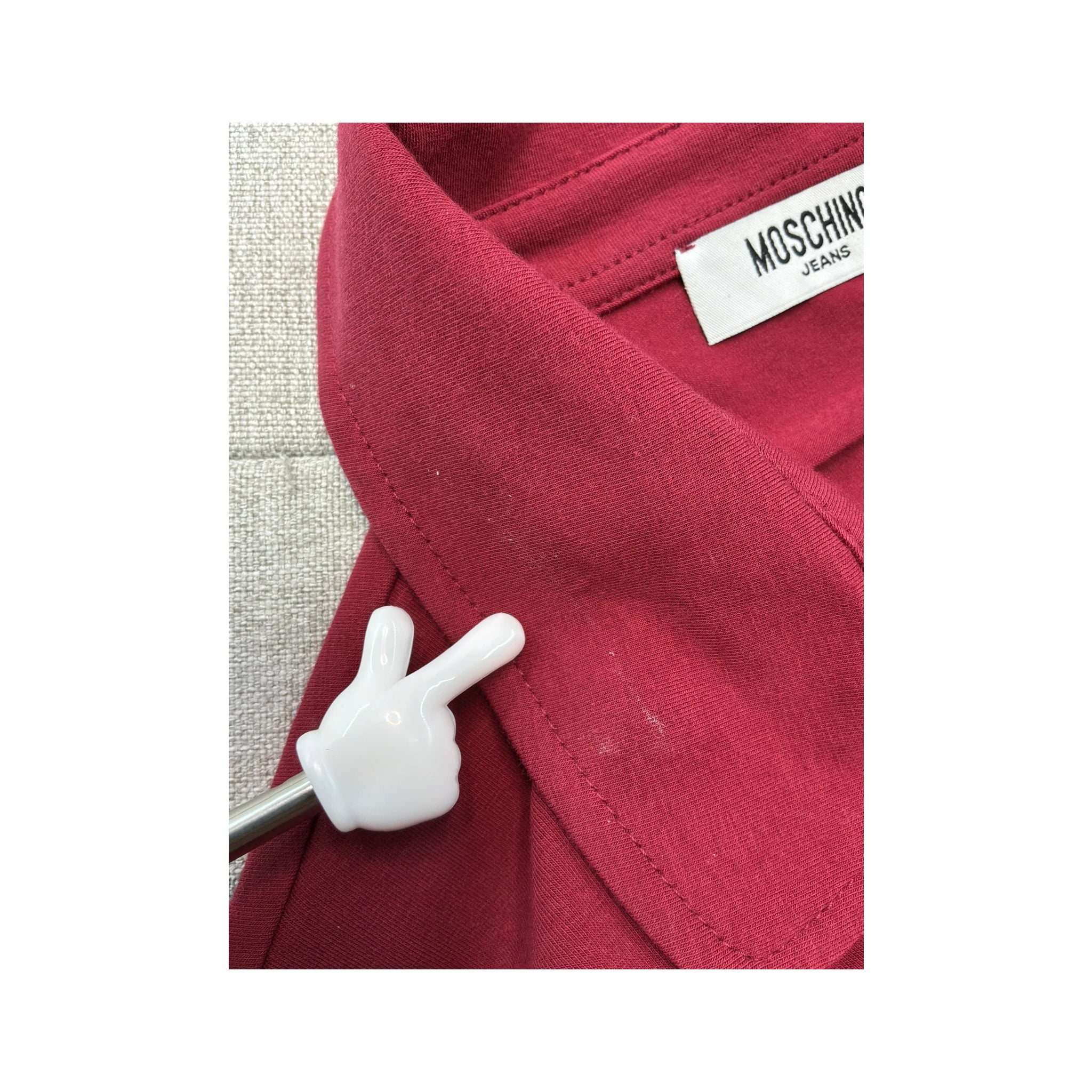 Polo Moschino Jeans de Manga Balão com logótipo em strass