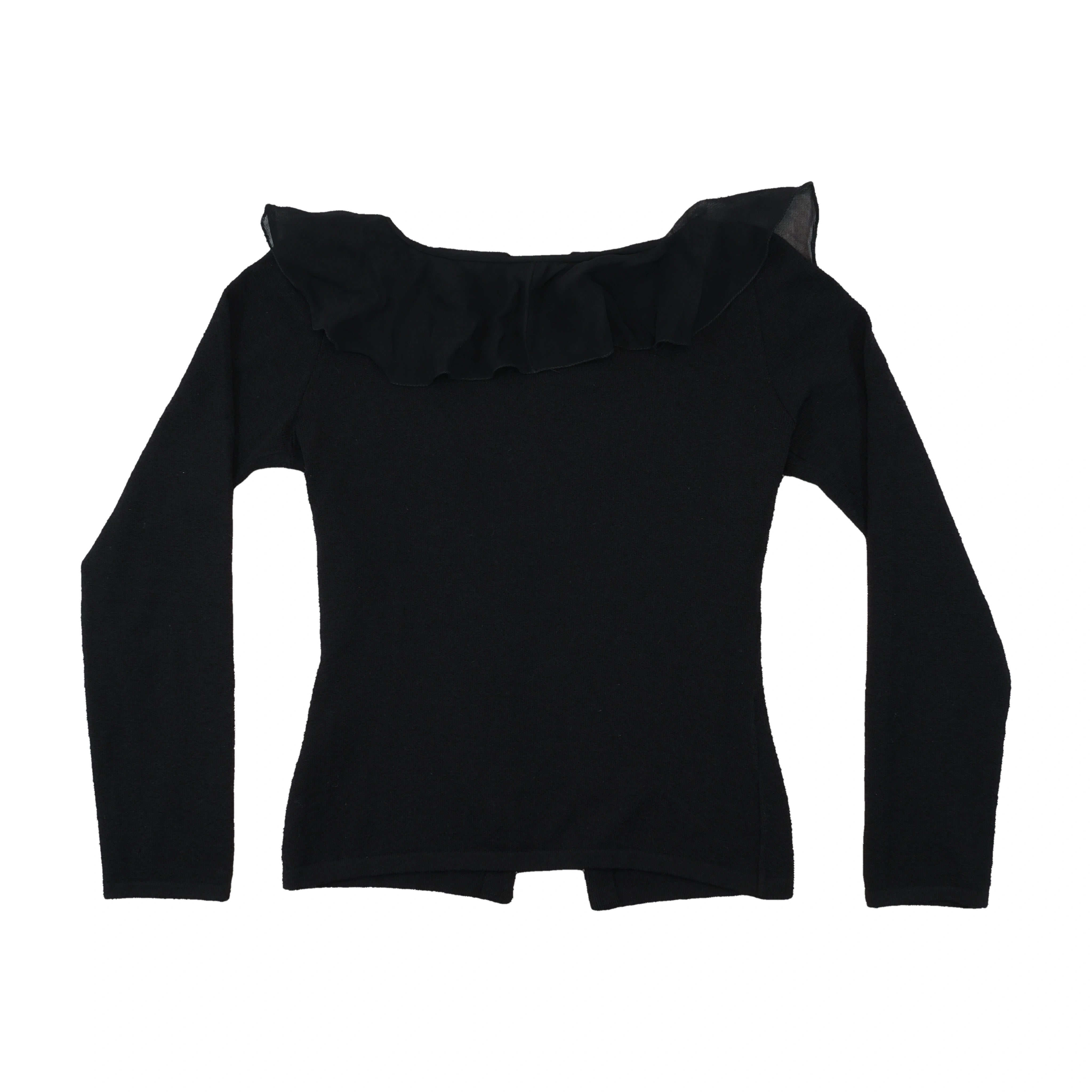 Blumarine Ruffle Collar Knit Cardigan