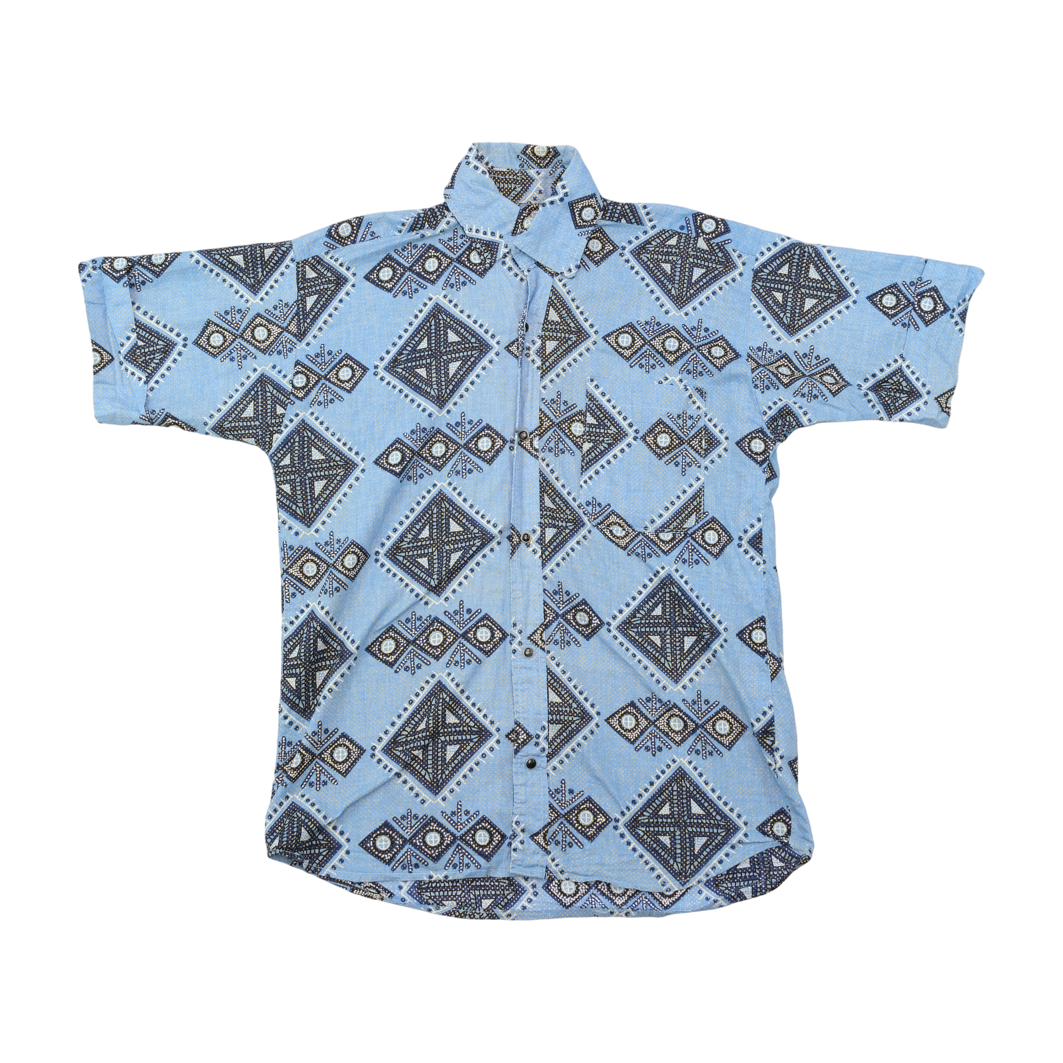 Camisa vintage de Manga curta com estampado geométrico